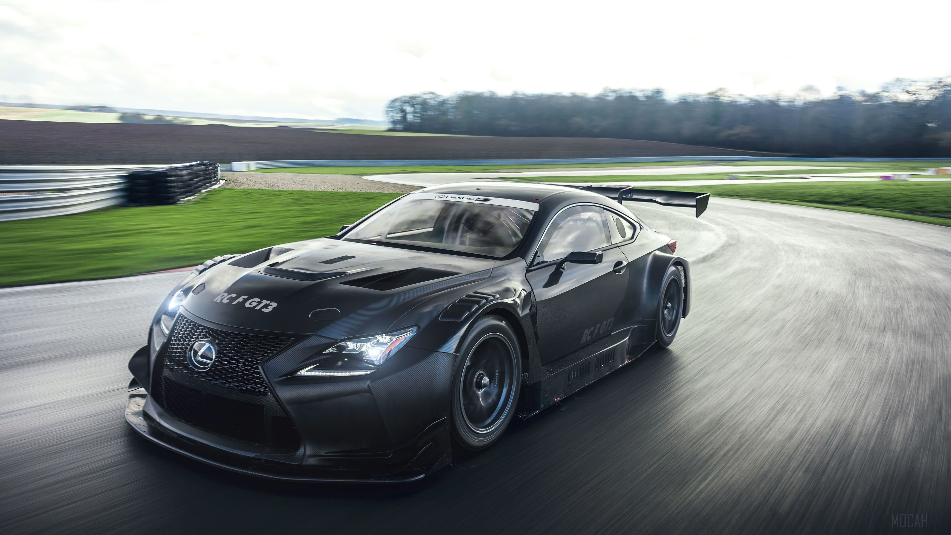 2017 Lexus RC F GT3 race car on track HD Wallpaper