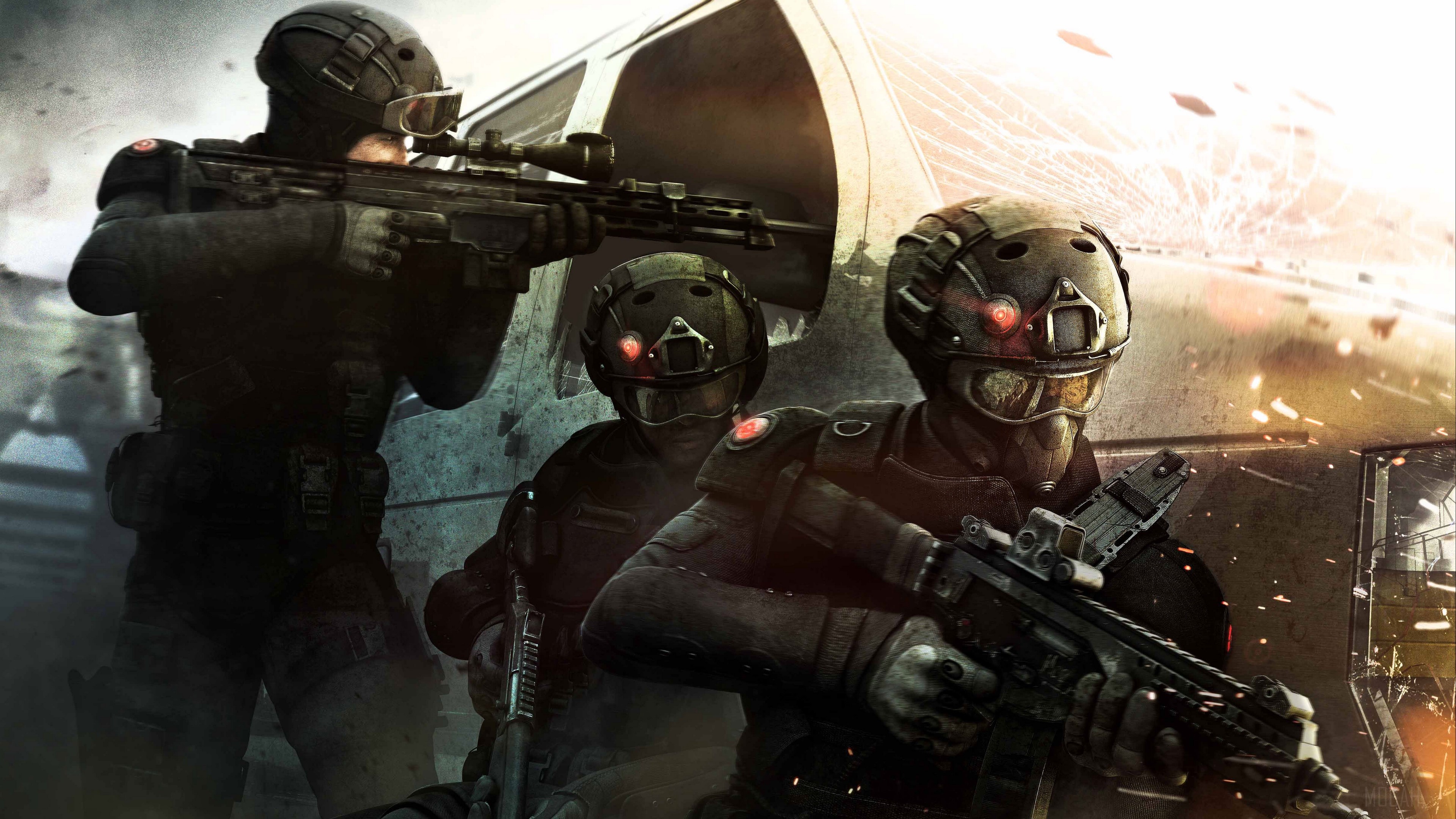 Soldiers with weapons in Rainbow 6 Patriots 4K HD Wallpaper