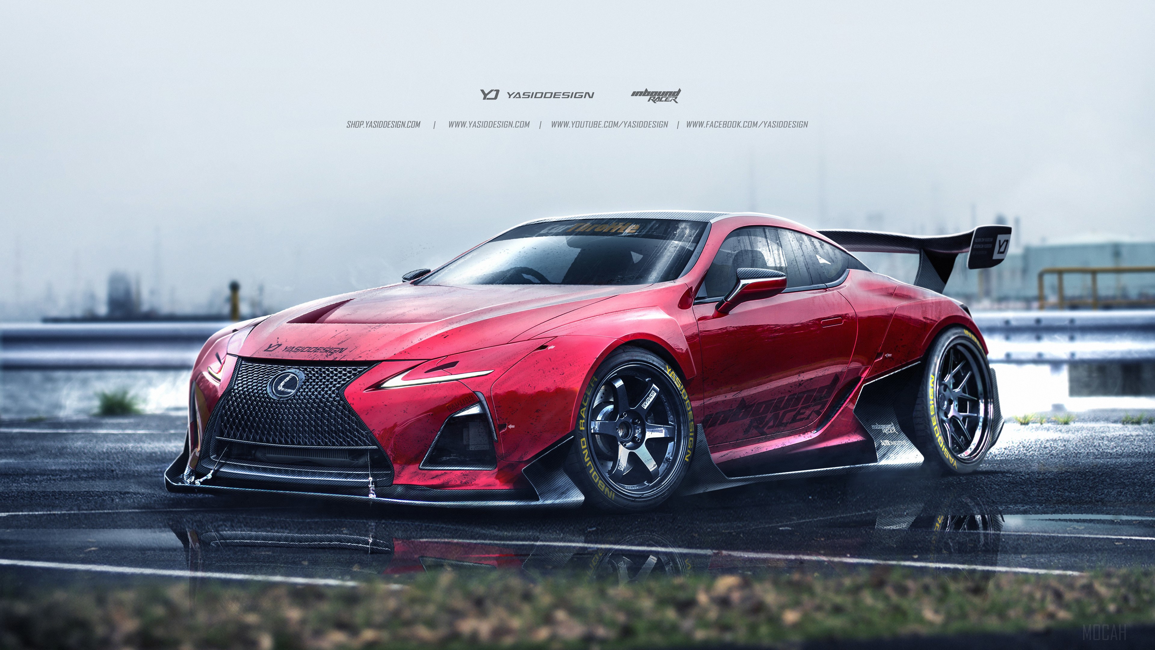 Red Lexus LC500 Fan Design 4K HD Wallpaper