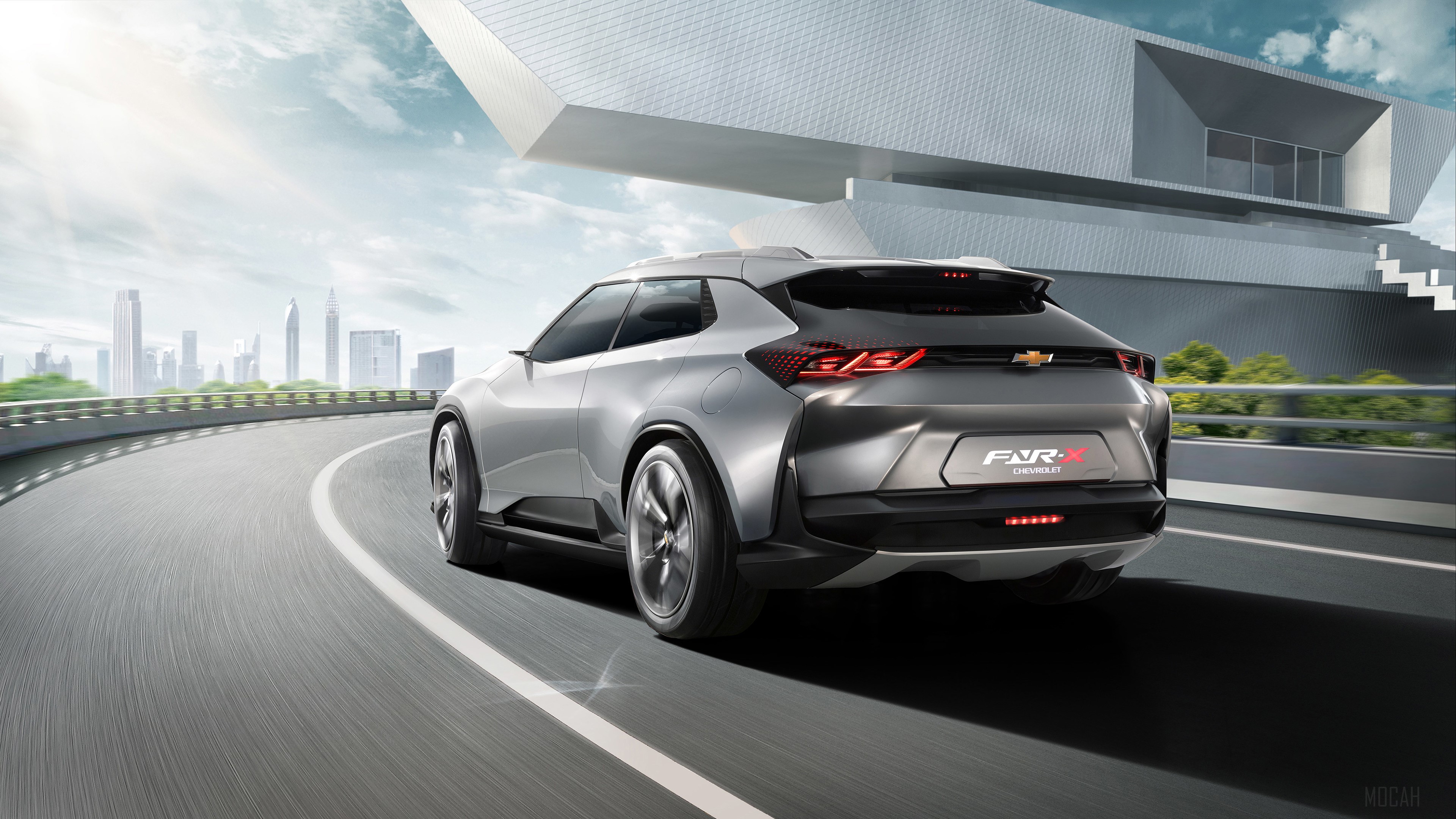 Chevrolet FNR-X Concept car driving on a road HD Wallpaper