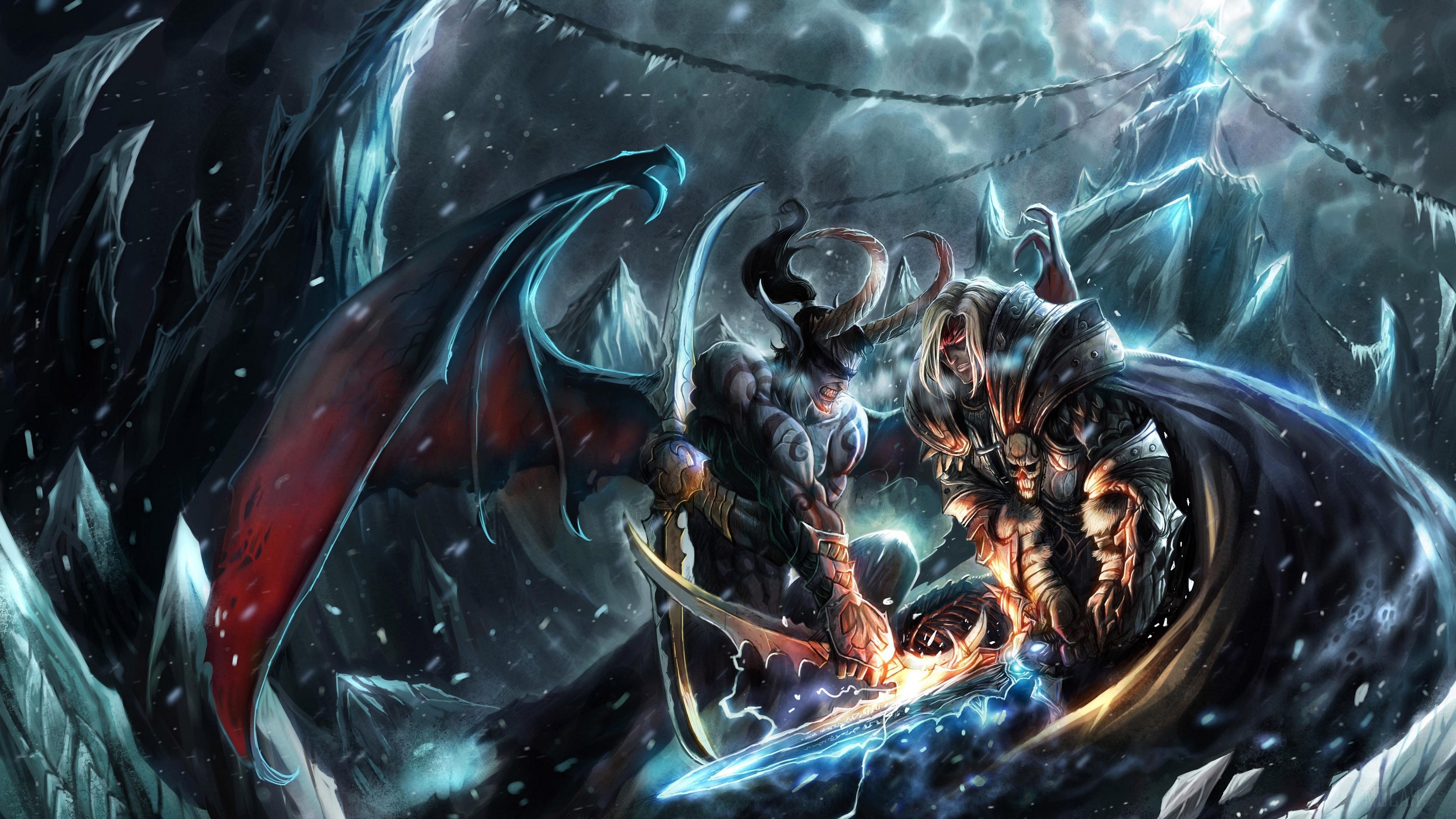 Illidan Stormrage and Lich King from Warcraft 3 4K HD Wallpaper