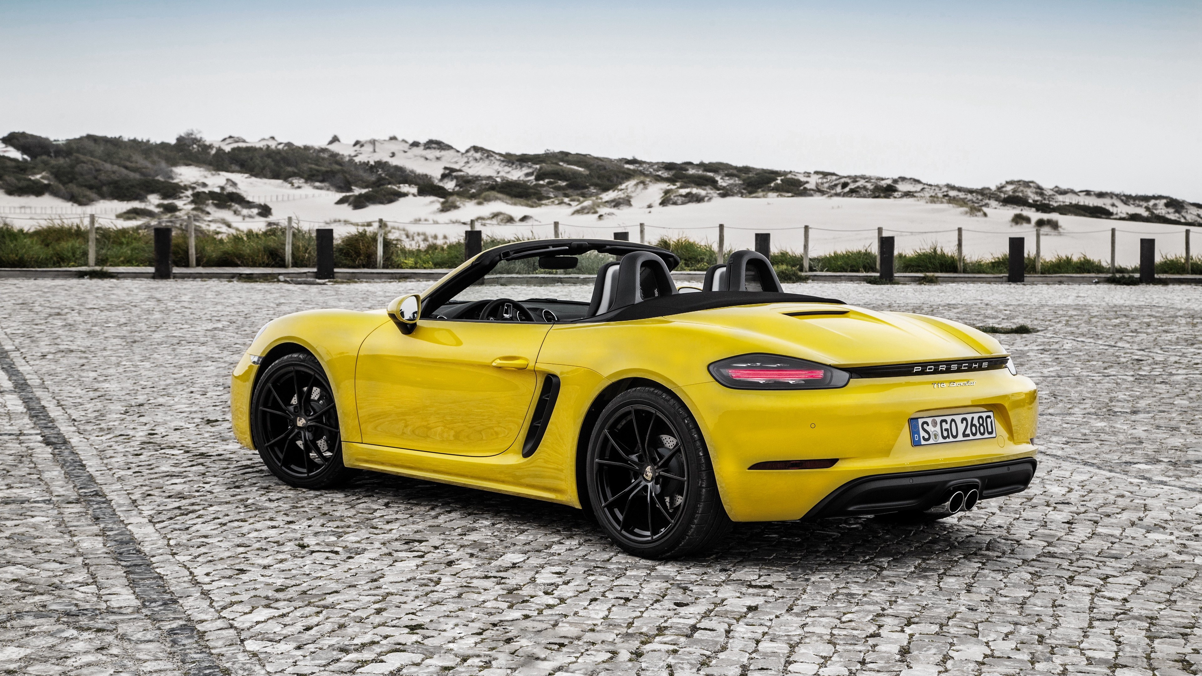 Yellow Porsche Boxster convertible 4K HD Wallpaper