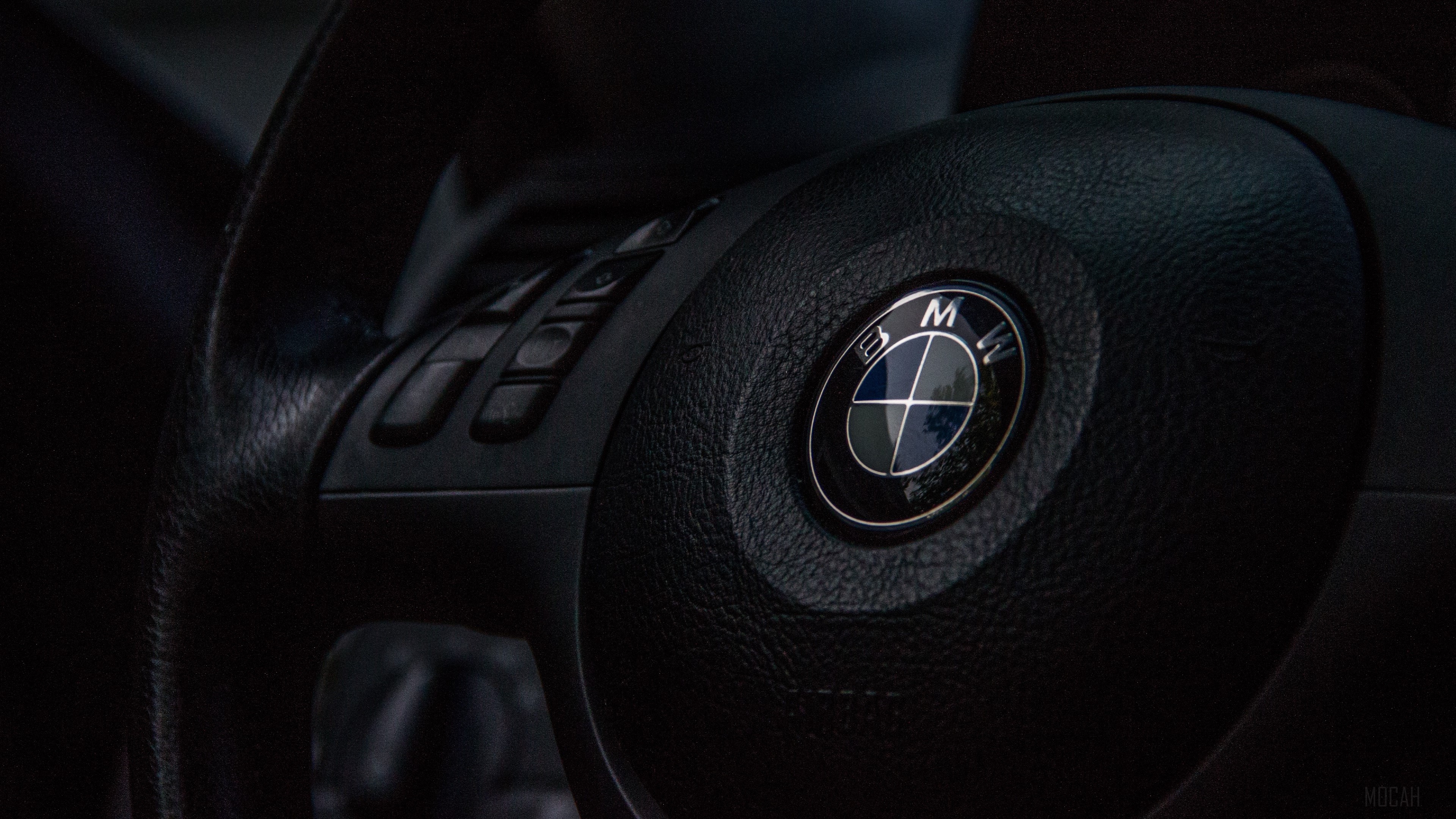 BMW steering wheel with logo HD Wallpaper