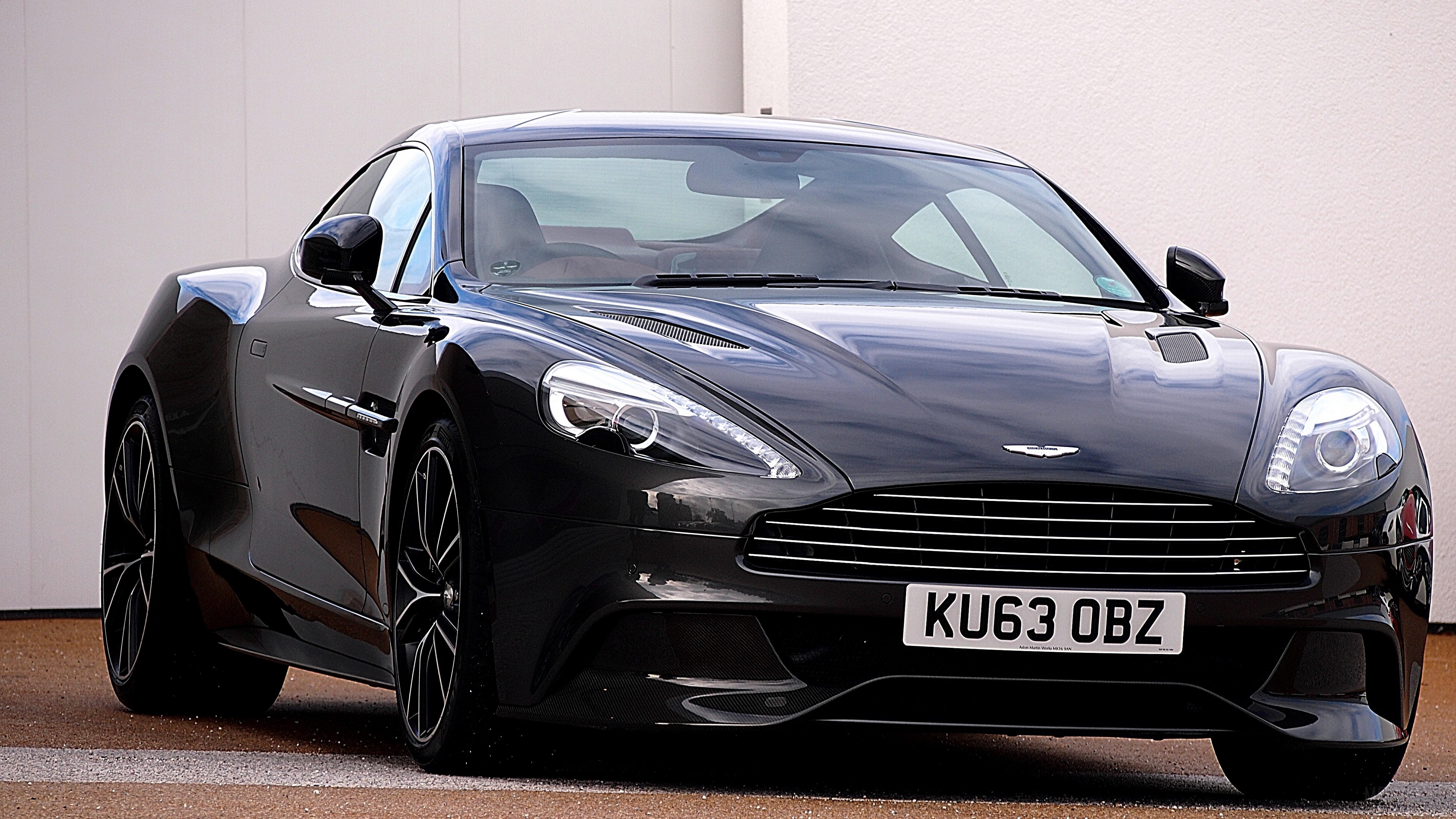 Black Aston Martin Vanquish front view 4K HD Wallpaper