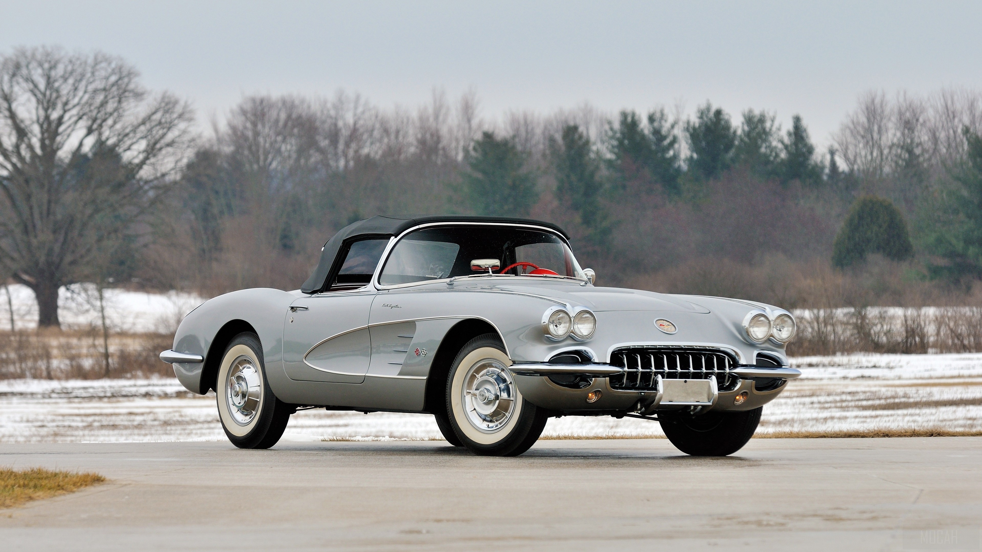 Silver Chevrolet Corvette Convertible 4K HD Wallpaper