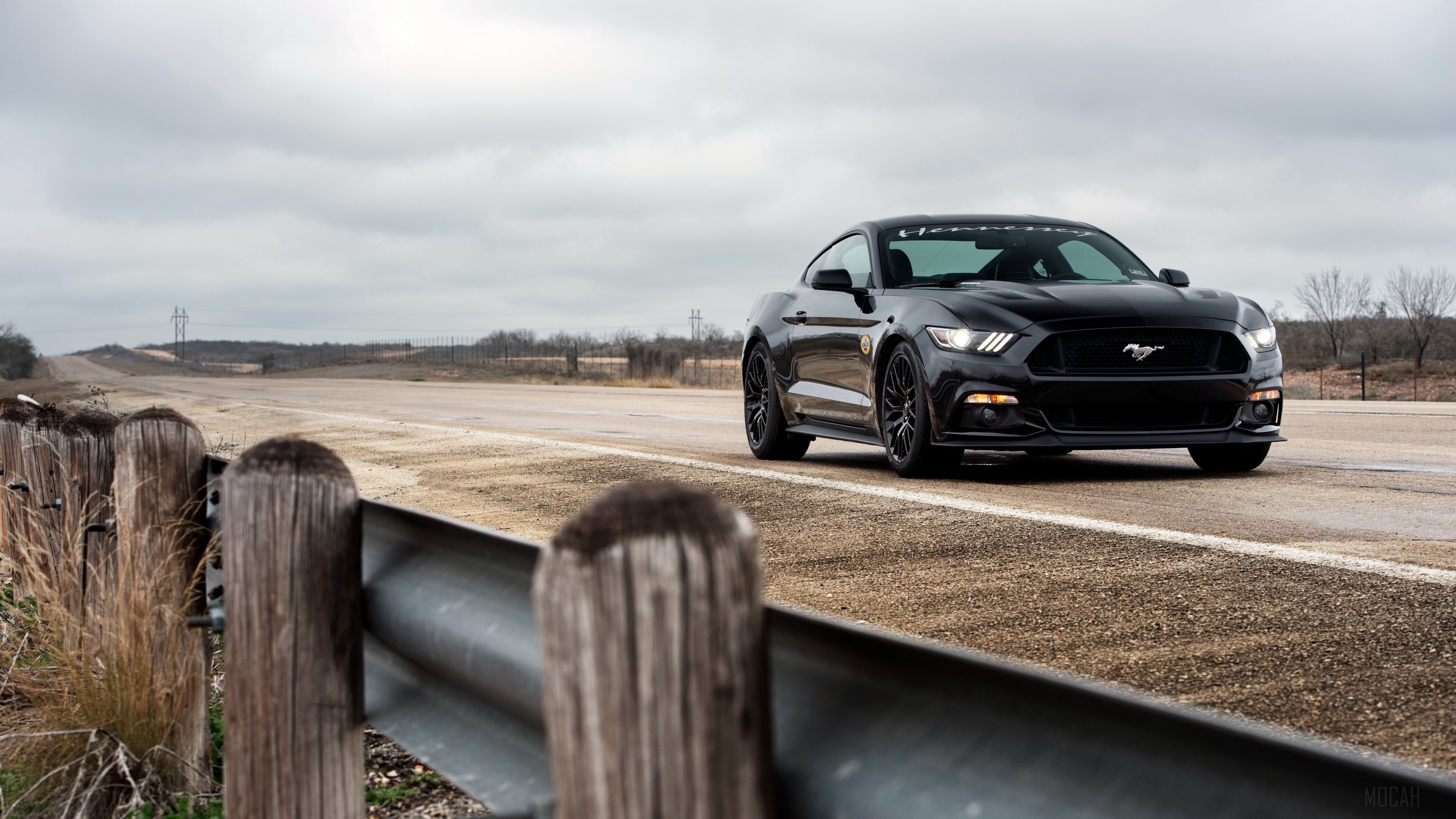 Black Hennessey HPE700 Ford Mustang GT on a Road HD Wallpaper
