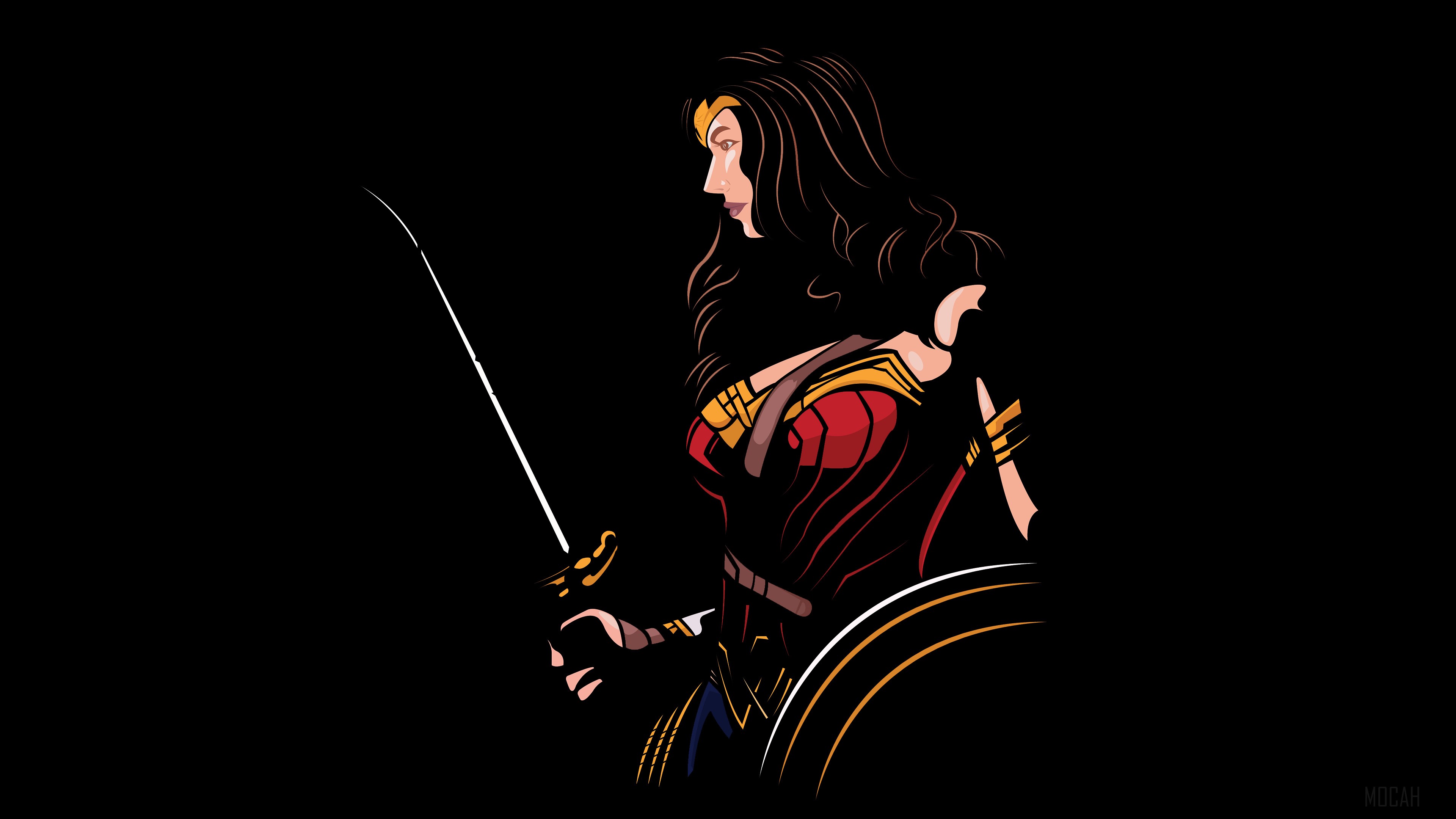 Wonder Woman with Sword Minimalist 4K HD Wallpaper