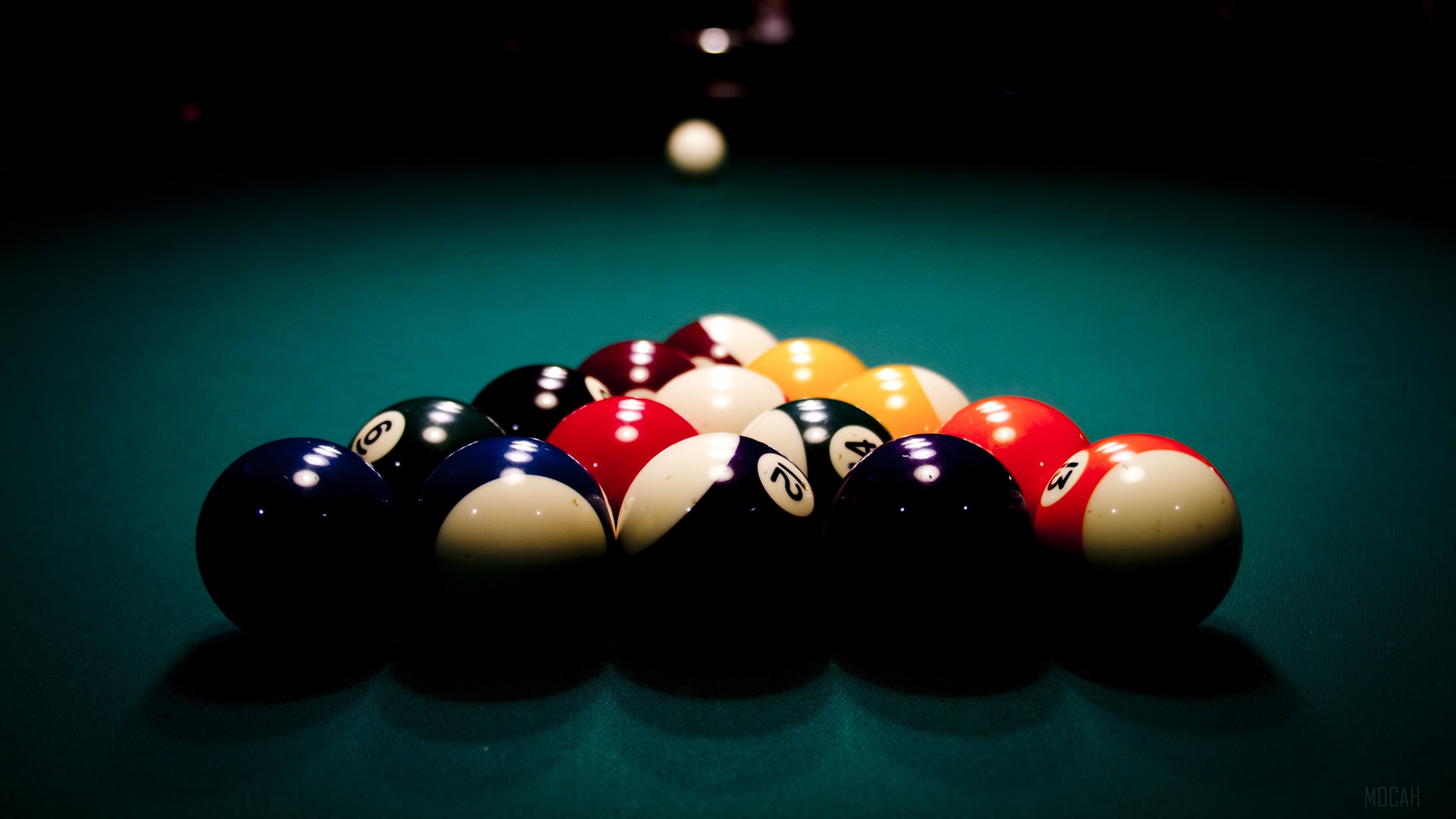 Billiard Balls Rack 4K HD Wallpaper
