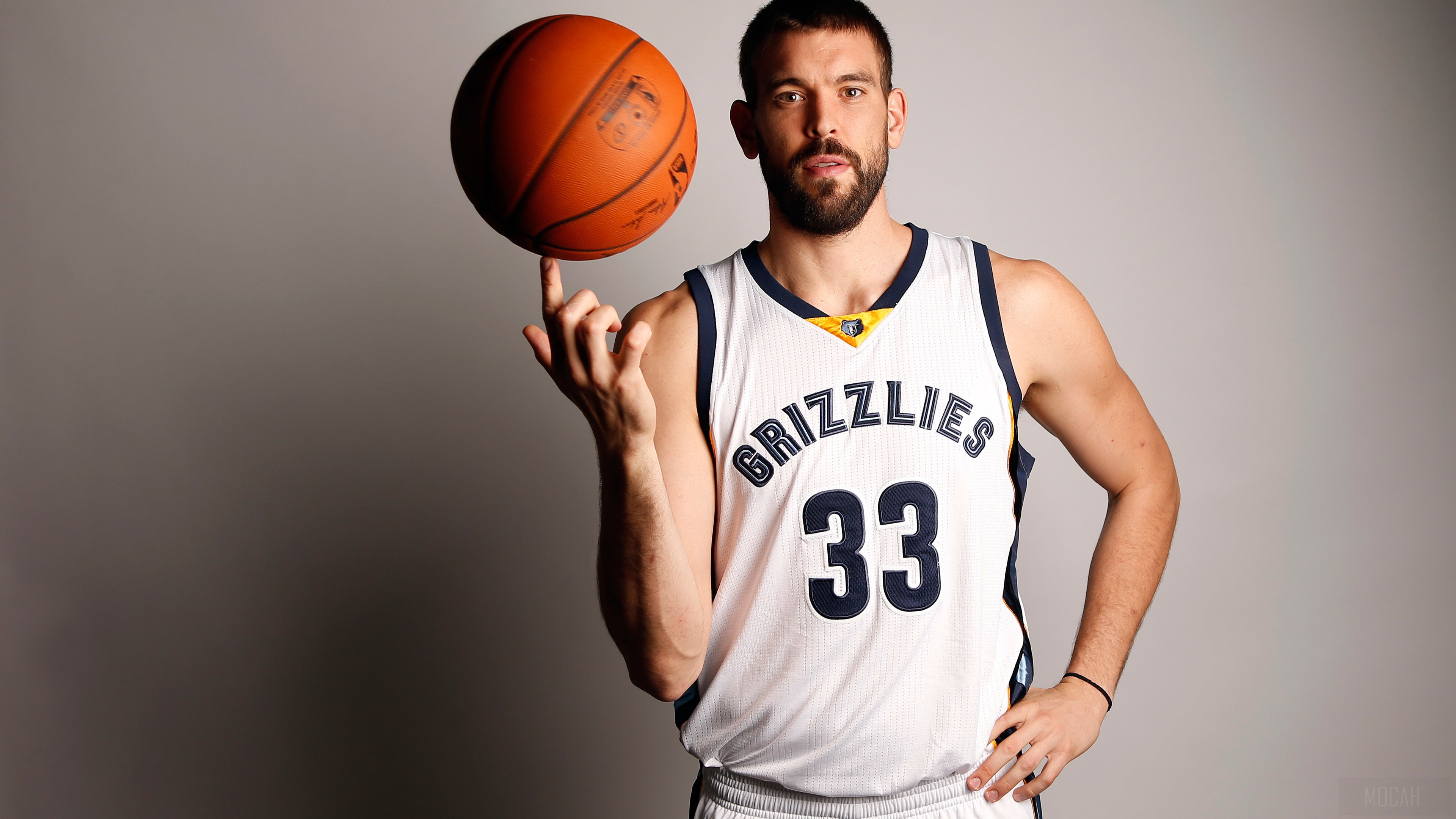 Marc Gasol of the Memphis Grizzlies spinning a basketball HD Wallpaper