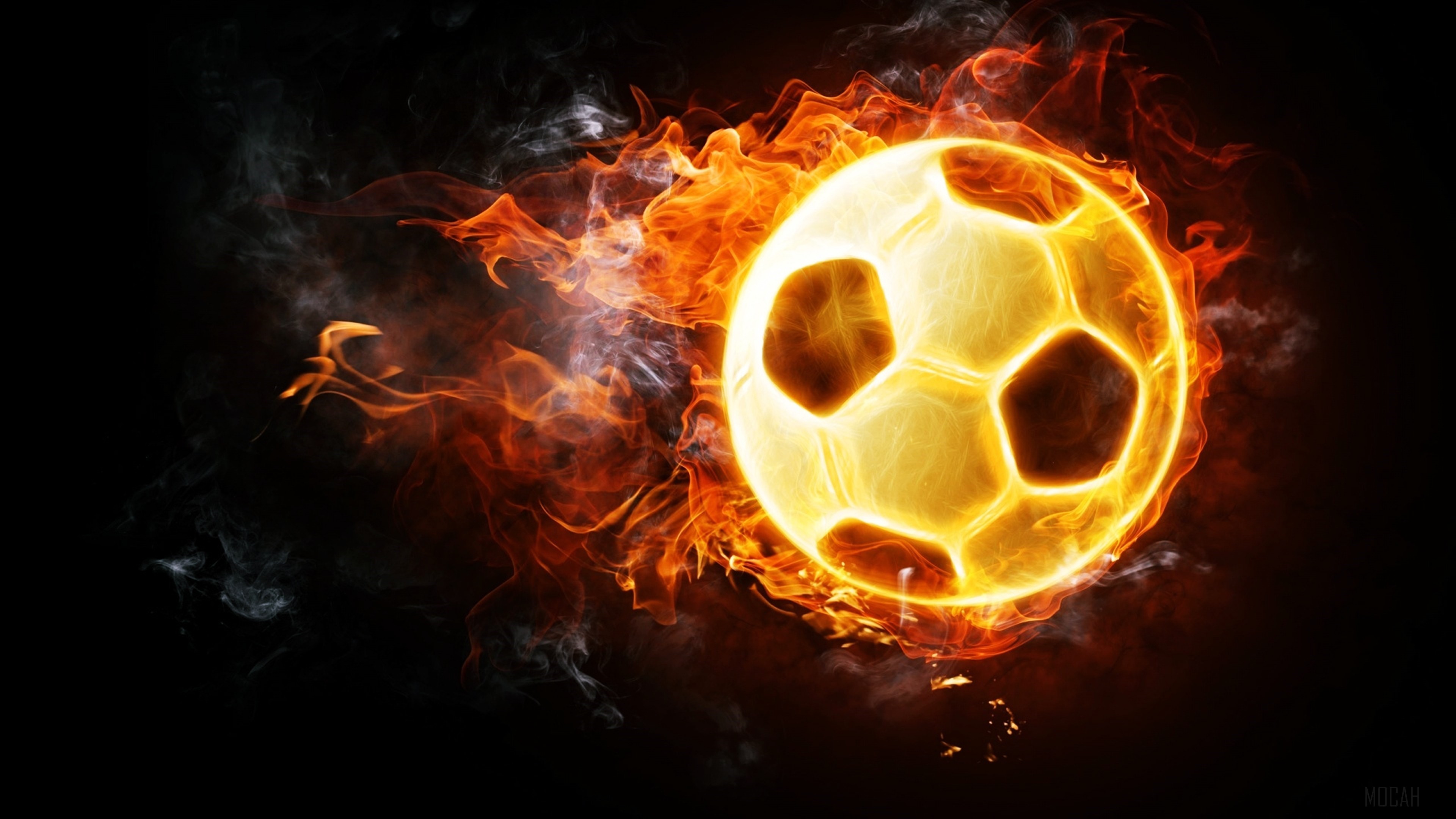Soccer ball on fire 4K HD Wallpaper
