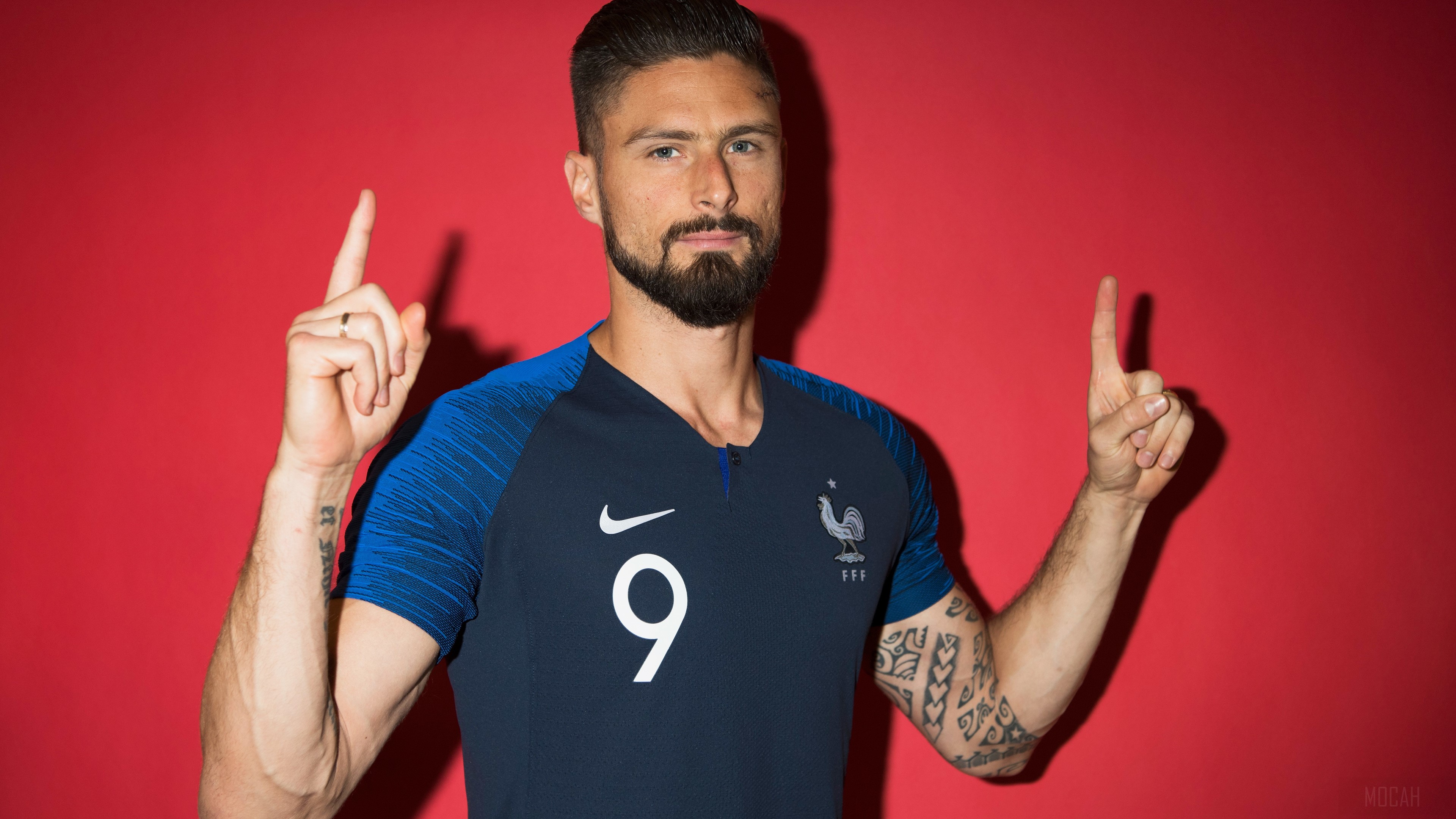 Olivier Giroud wearing France jersey 4K HD Wallpaper