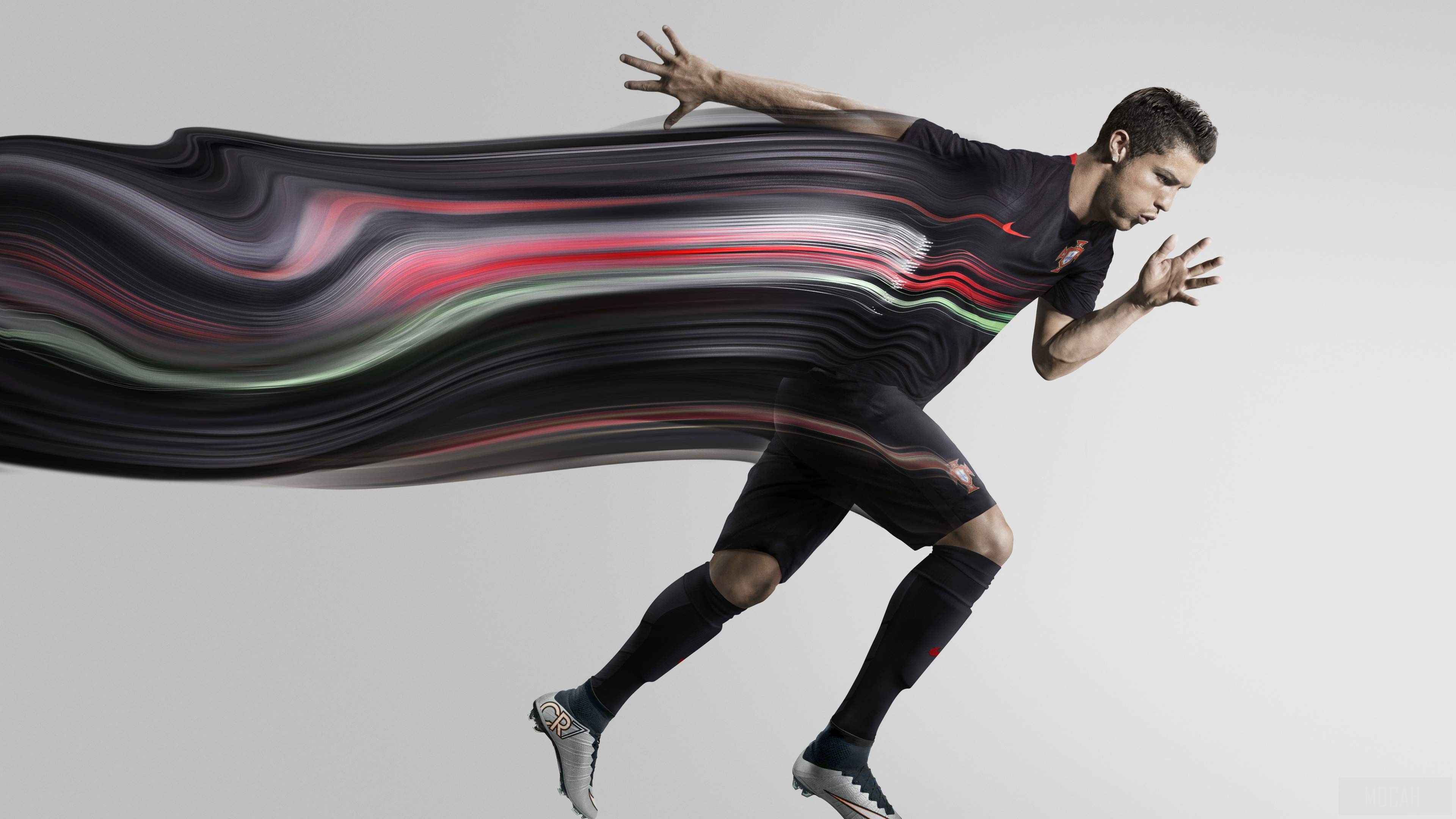 Cristiano Ronaldo running with motion blur effect HD Wallpaper
