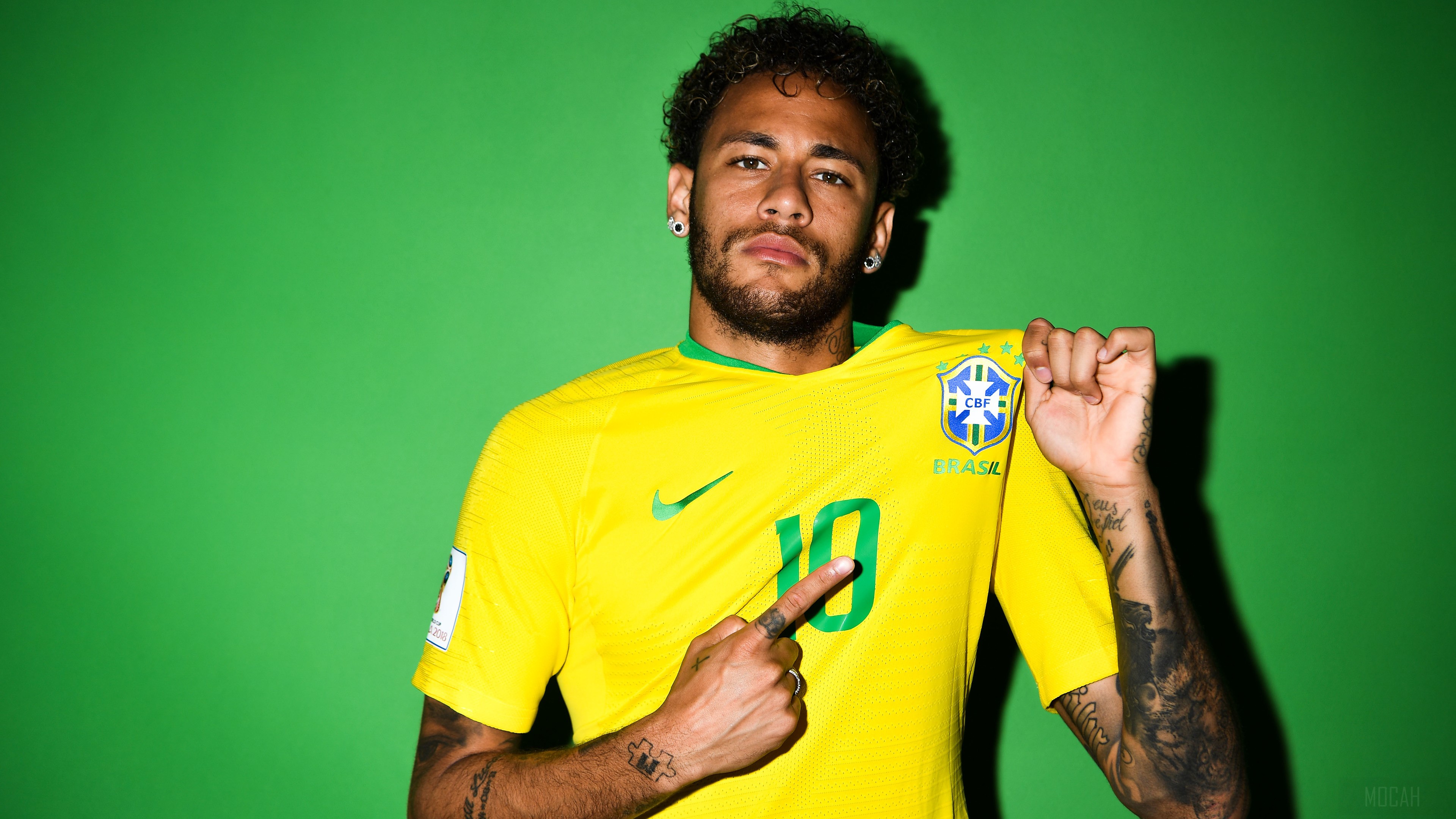 Neymar Jr. Brazil National Football Team Portrait 4K HD Wallpaper