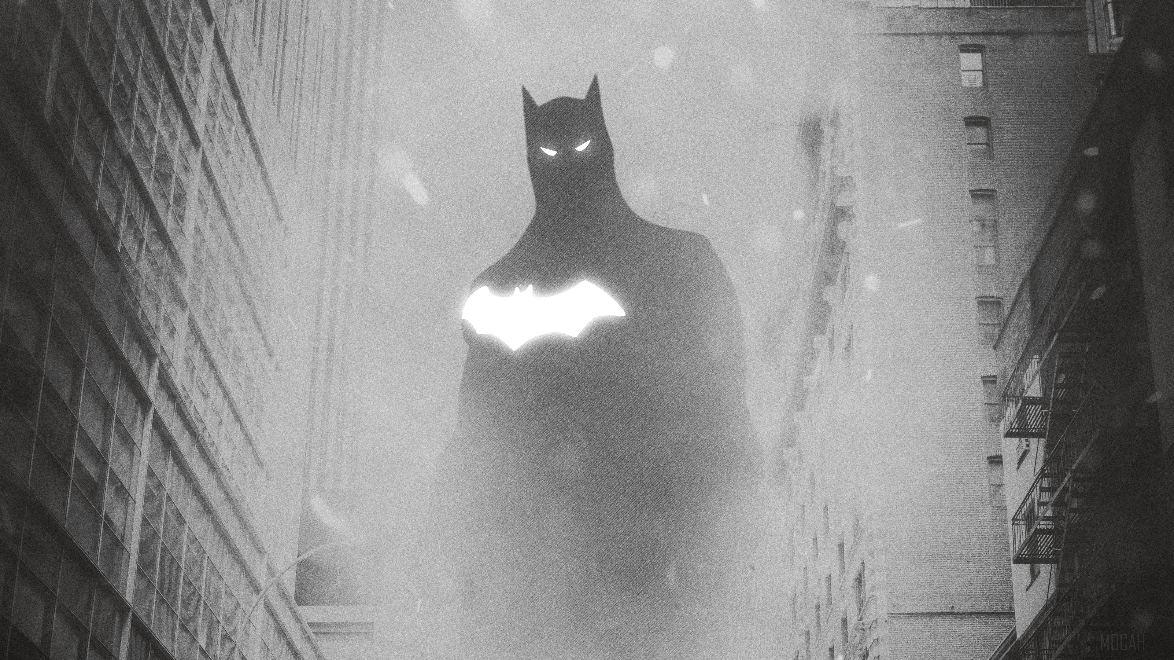 Batman in a foggy alleyway HD Wallpaper