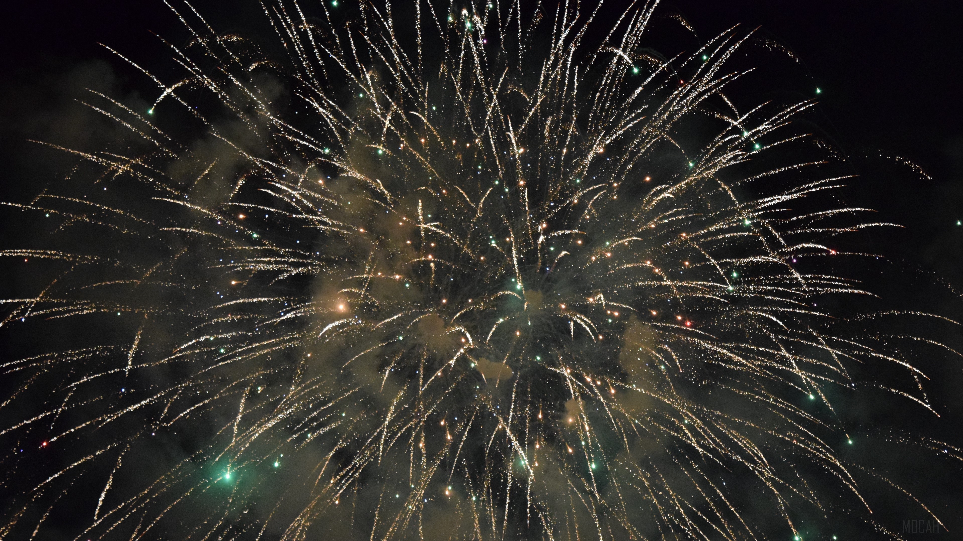 Fireworks display with sparks and smoke HD Wallpaper