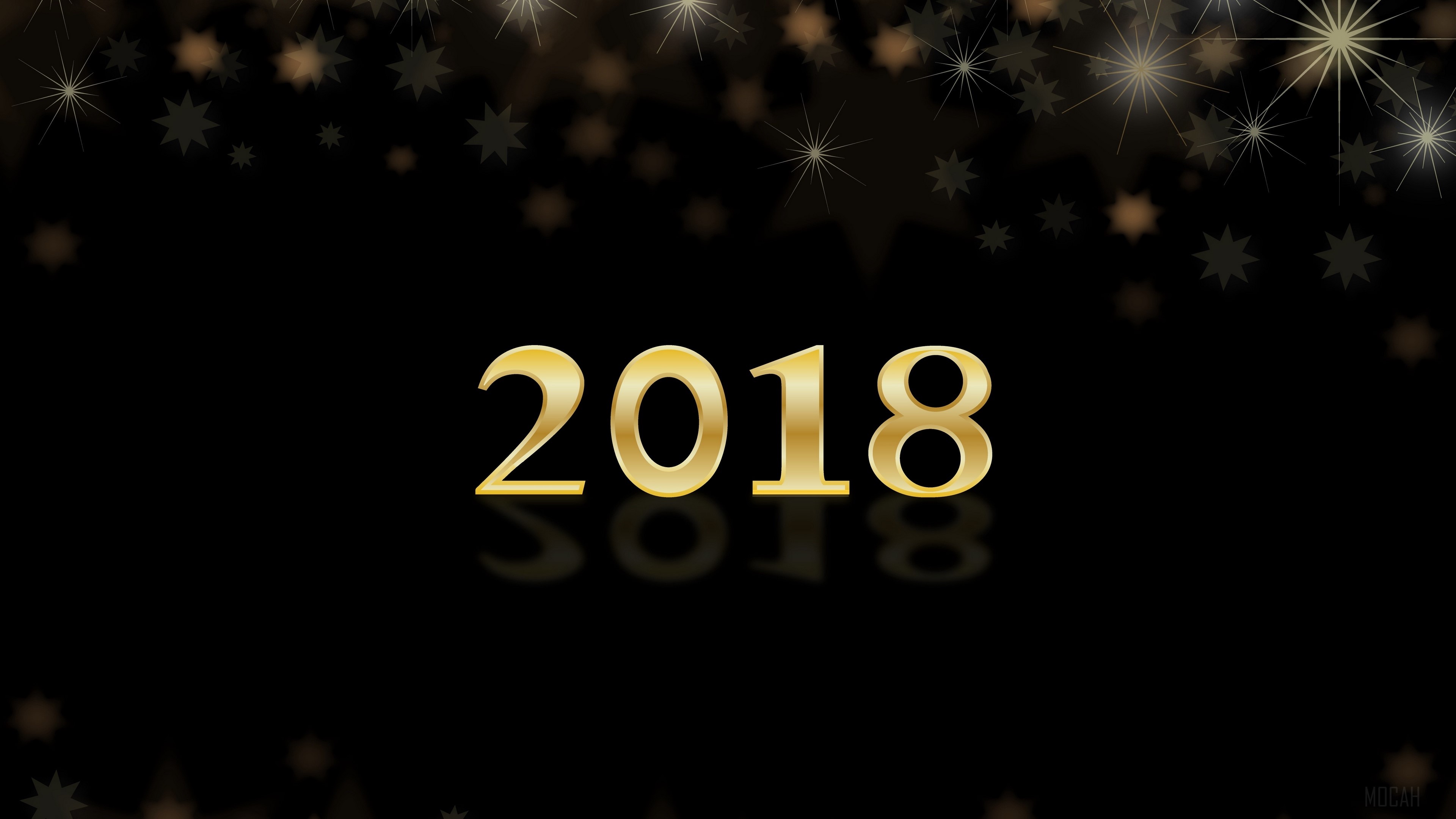 2018 New Year Glitter 4K HD Wallpaper