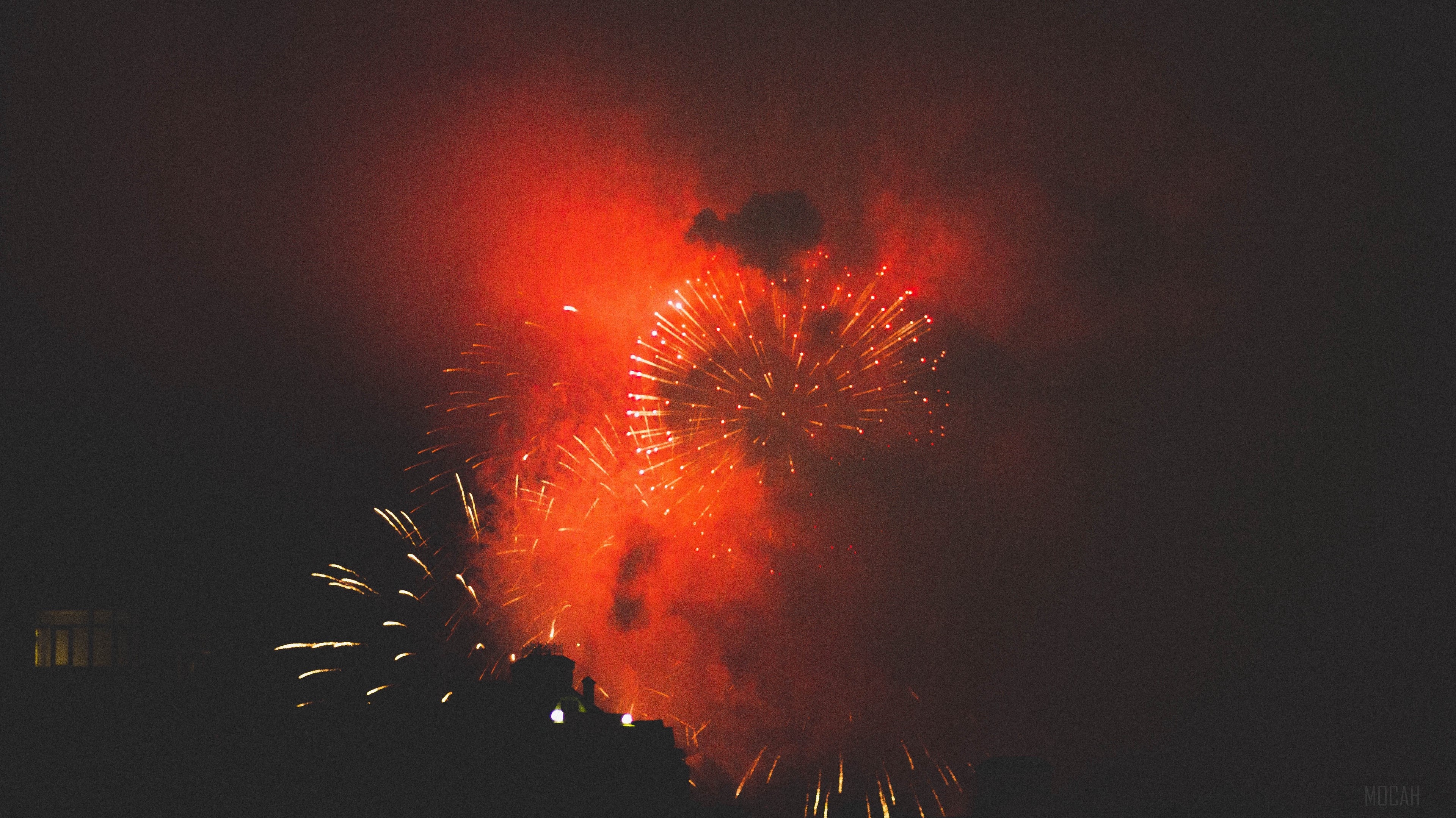 Fireworks display in the night sky HD Wallpaper