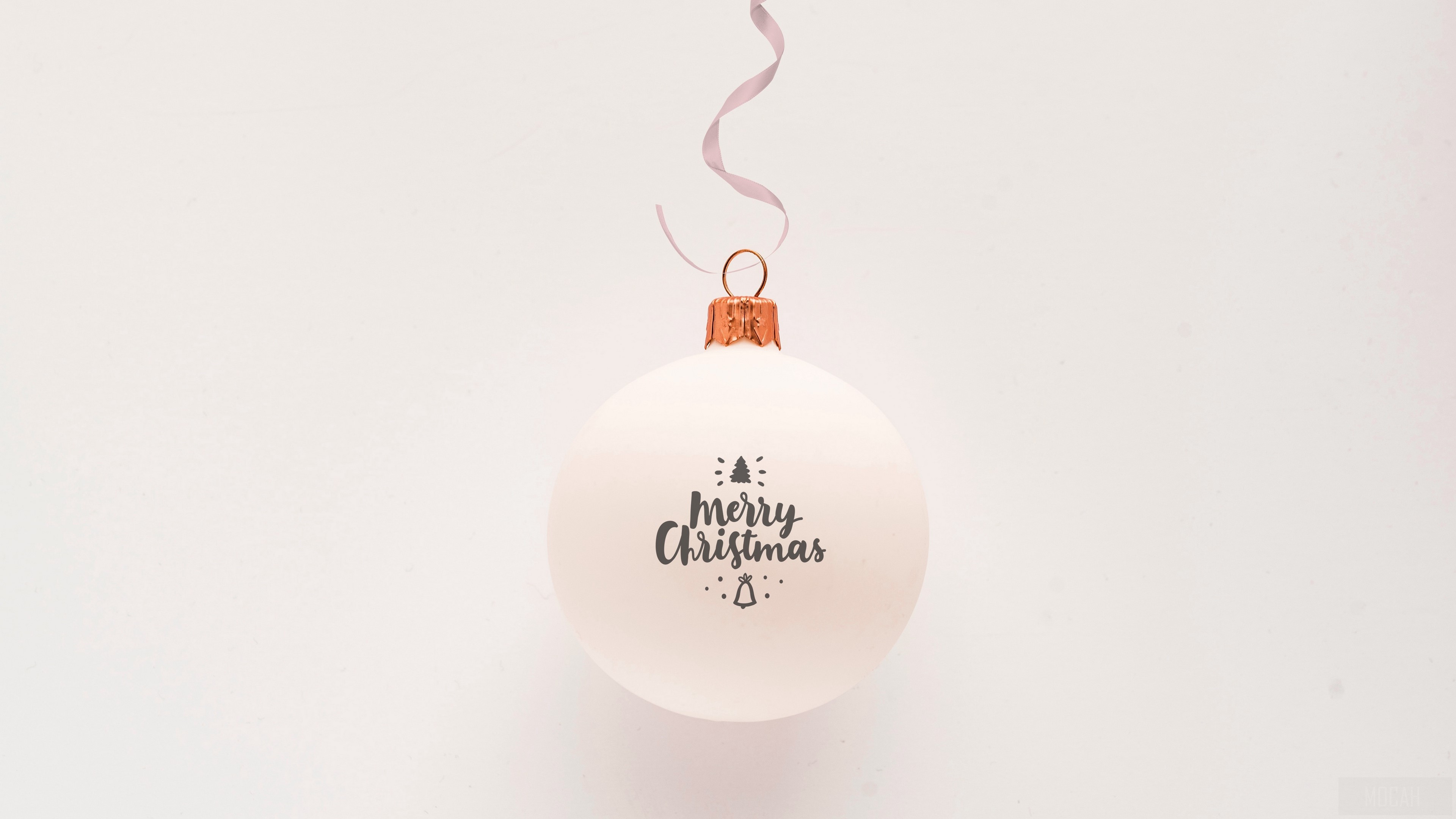 White Christmas Ornament with Merry Christmas Text HD Wallpaper