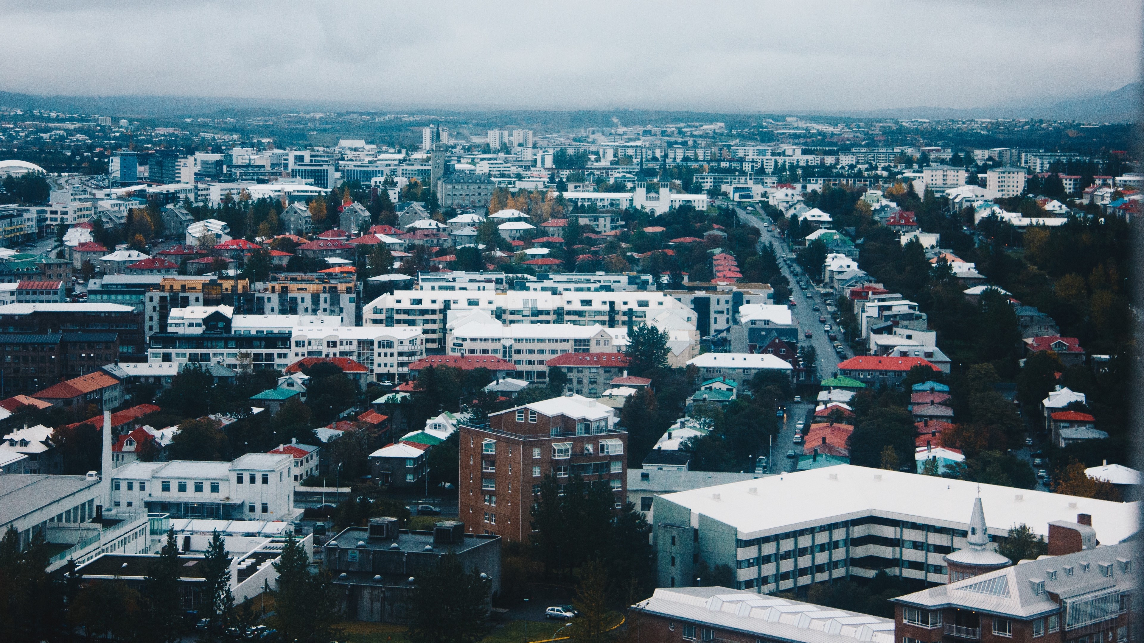 Cityscape with buildings from a top view in 4K HD Wallpaper