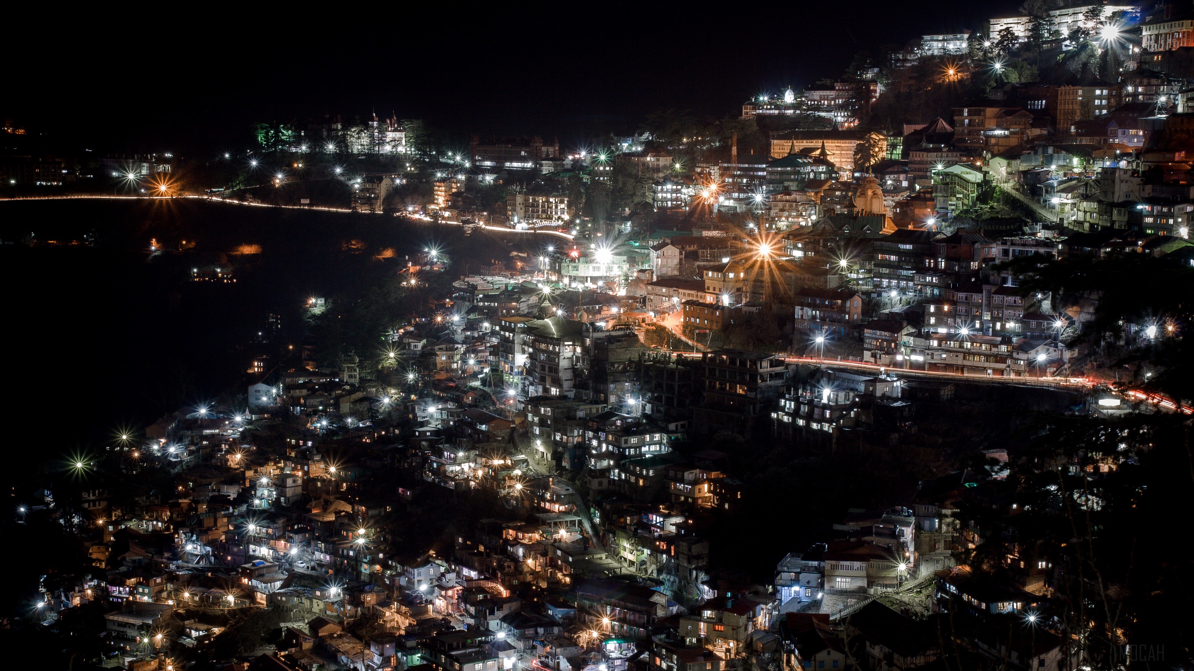 Shimla Manali India 4K City Lights at Night HD Wallpaper