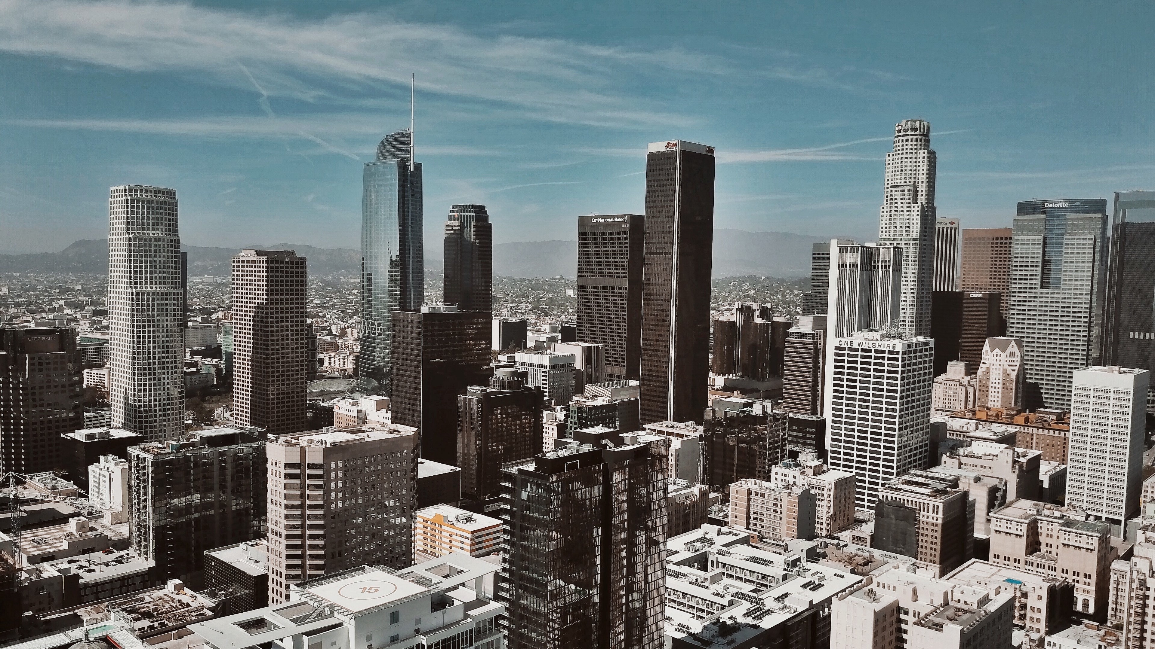 Skyscrapers in a city, top view 4K HD Wallpaper