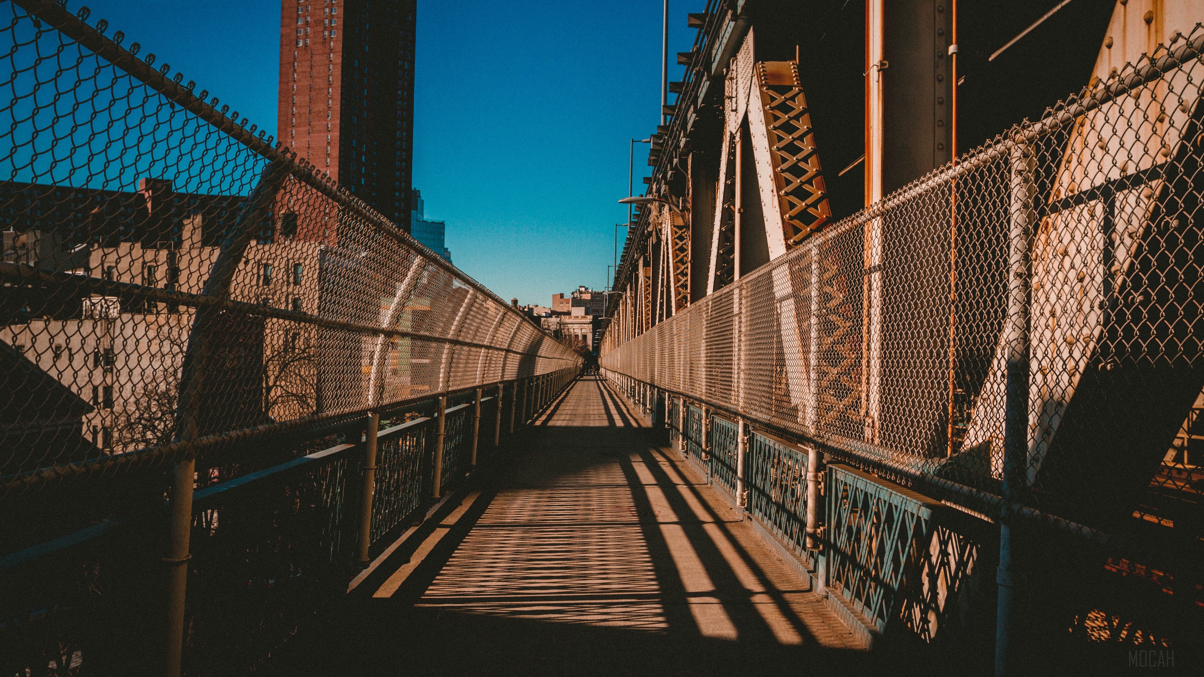 Bridge with metal rail and crossing 4K HD Wallpaper