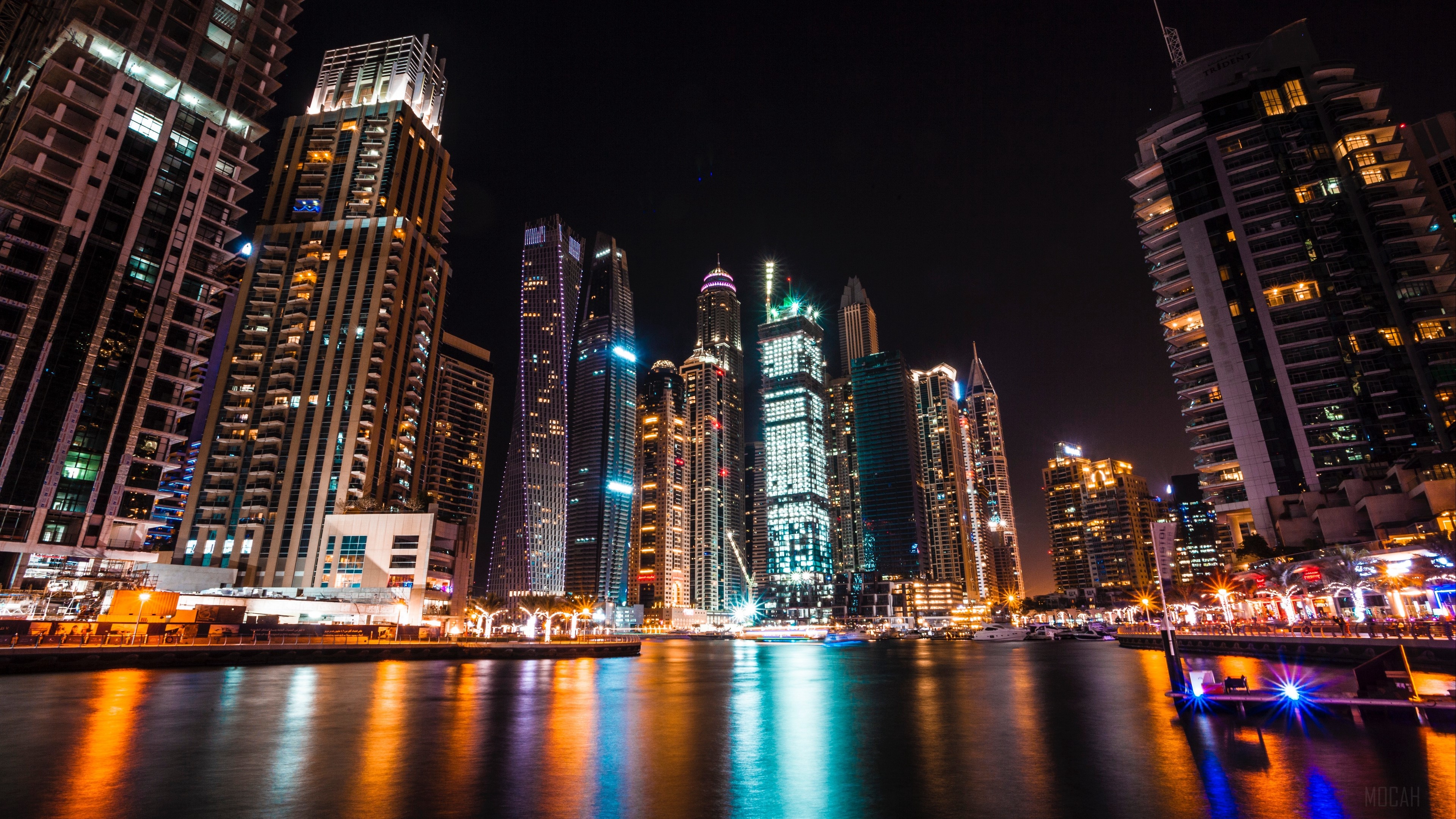 Dubai Skyscrapers at Night 4K HD Wallpaper