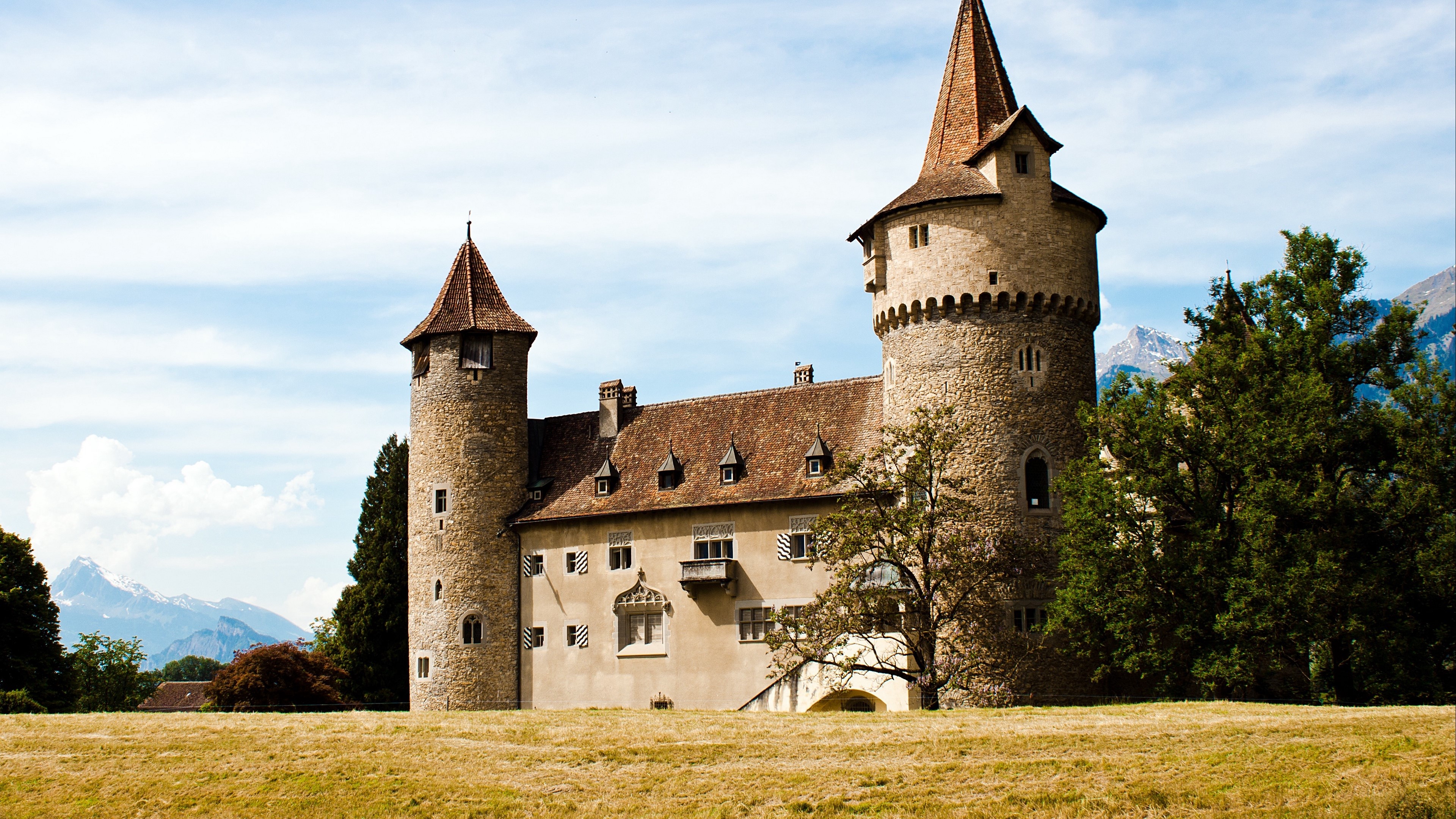 Gothic Castle Architecture in Switzerland 4K HD Wallpaper
