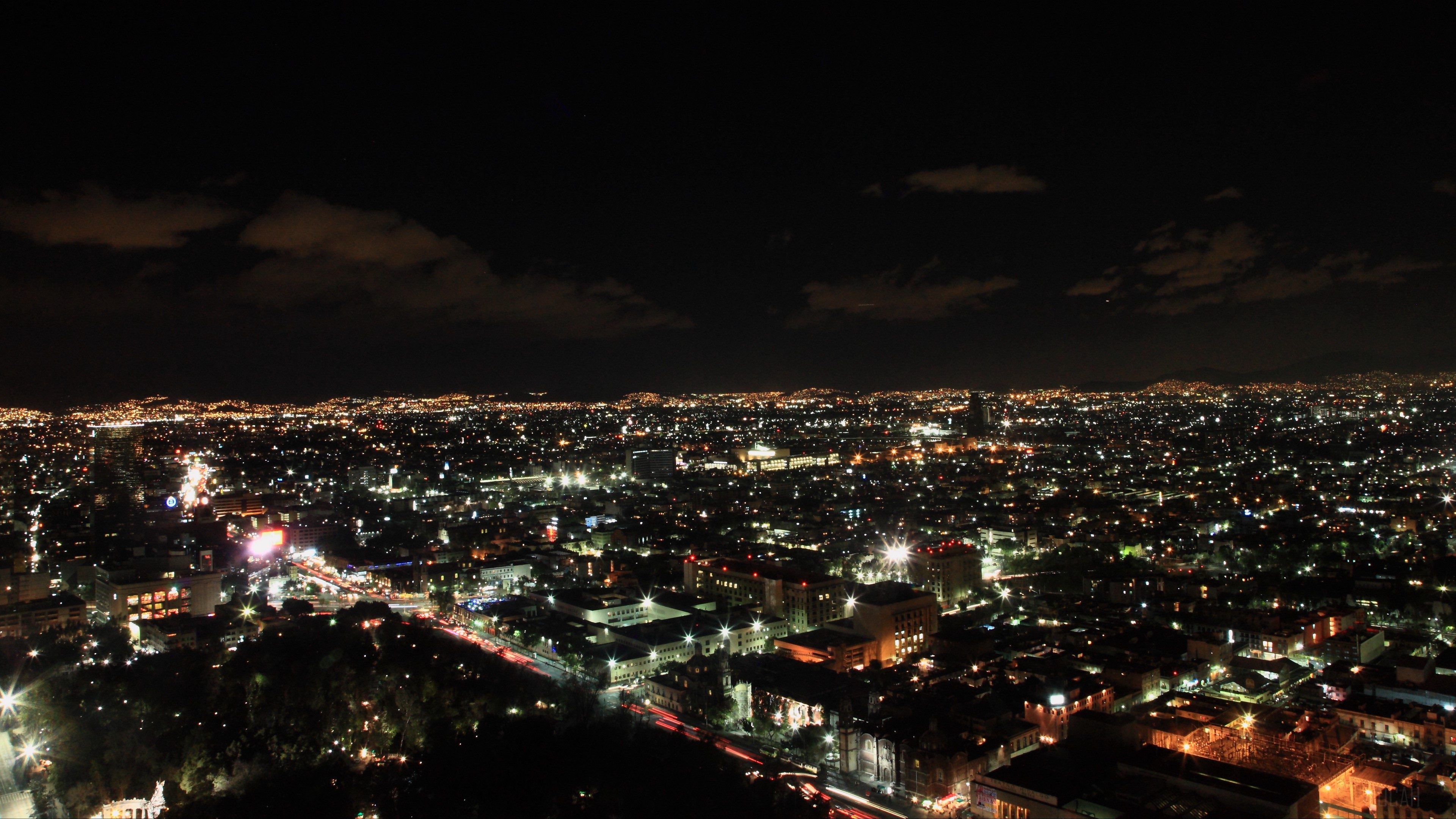 Night city lights from a top view in Mexico 4K HD Wallpaper