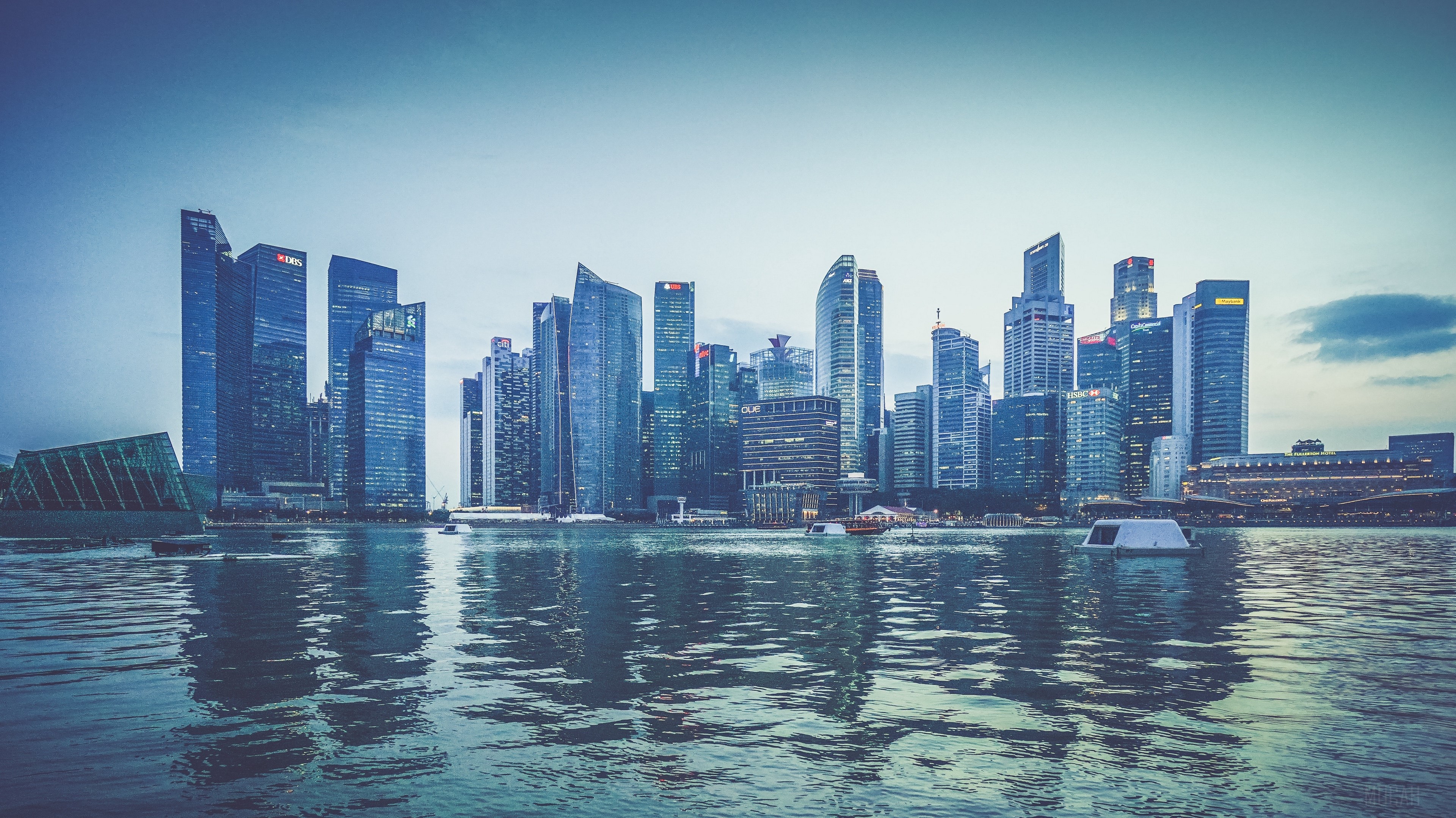 Singapore skyscrapers on the shore 4K HD Wallpaper
