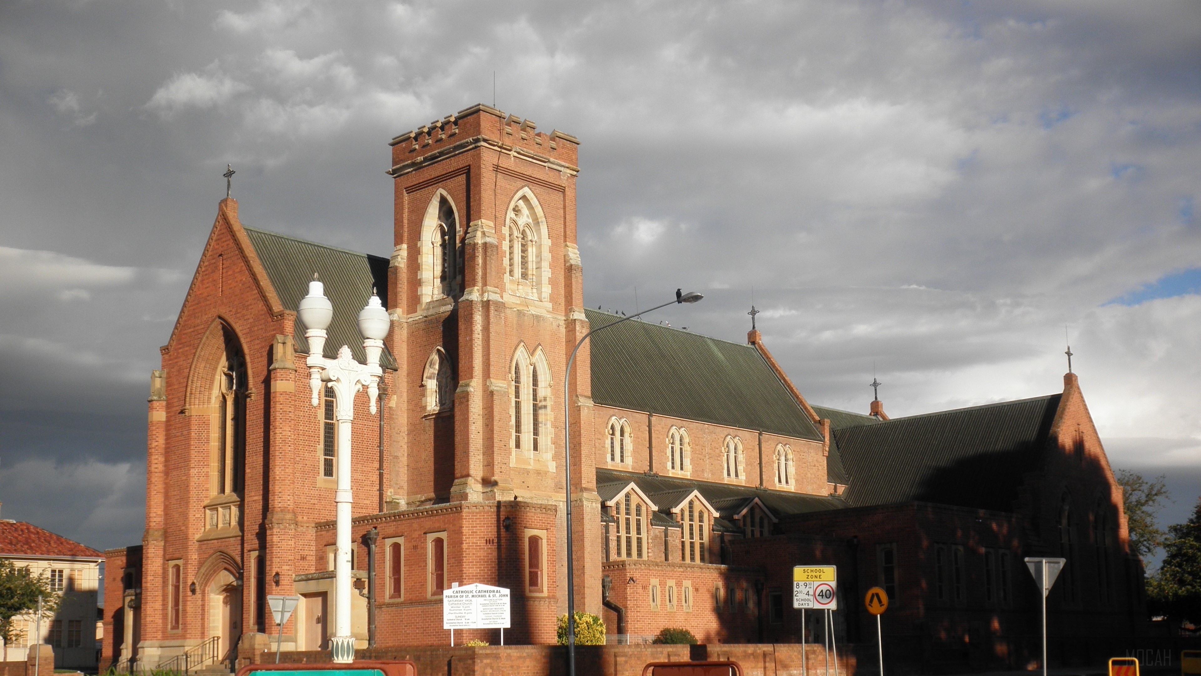 Brick Church with Tower in Bathurst 4K HD Wallpaper