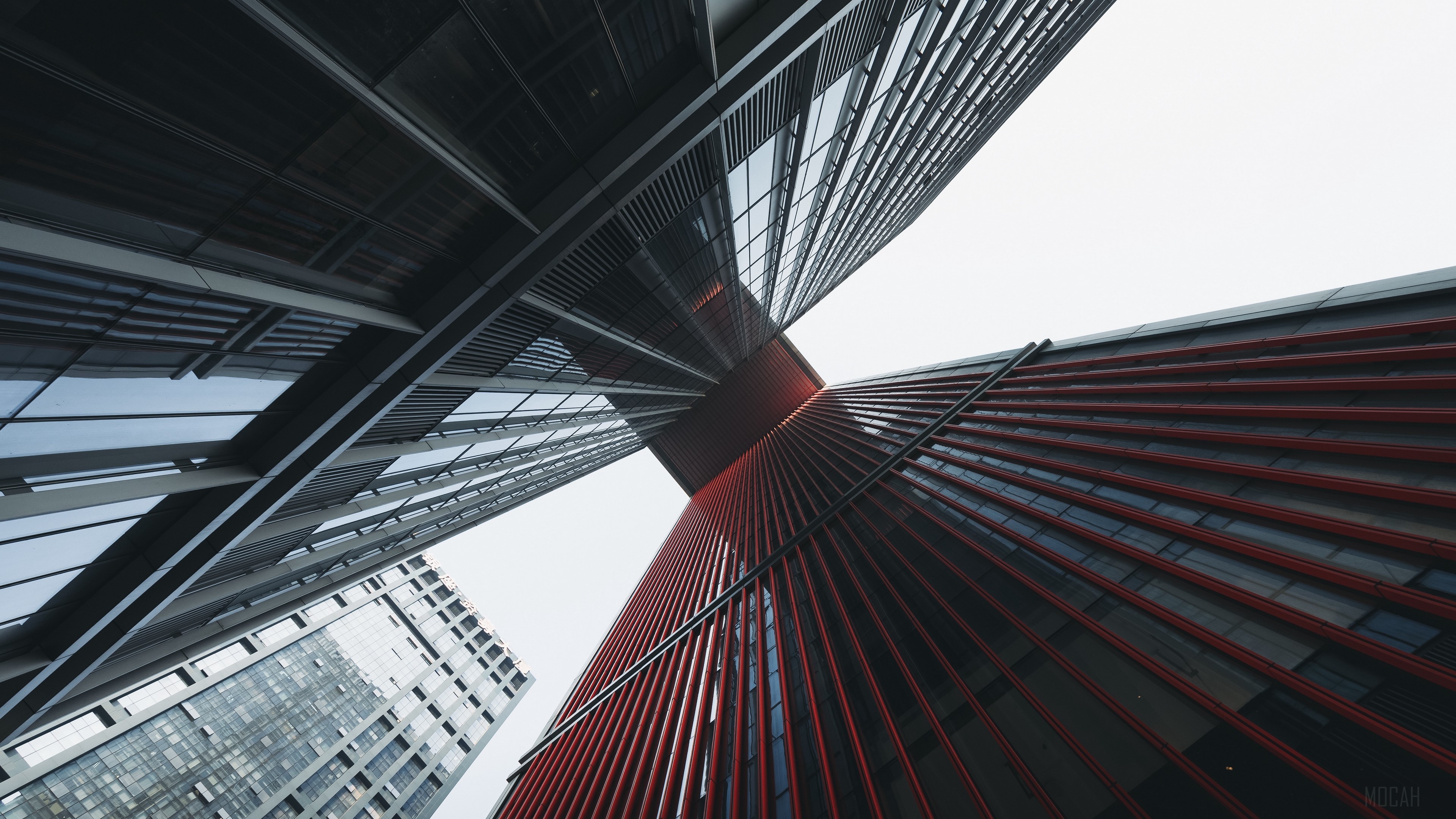 Modern architecture, bottom view of skyscrapers HD Wallpaper
