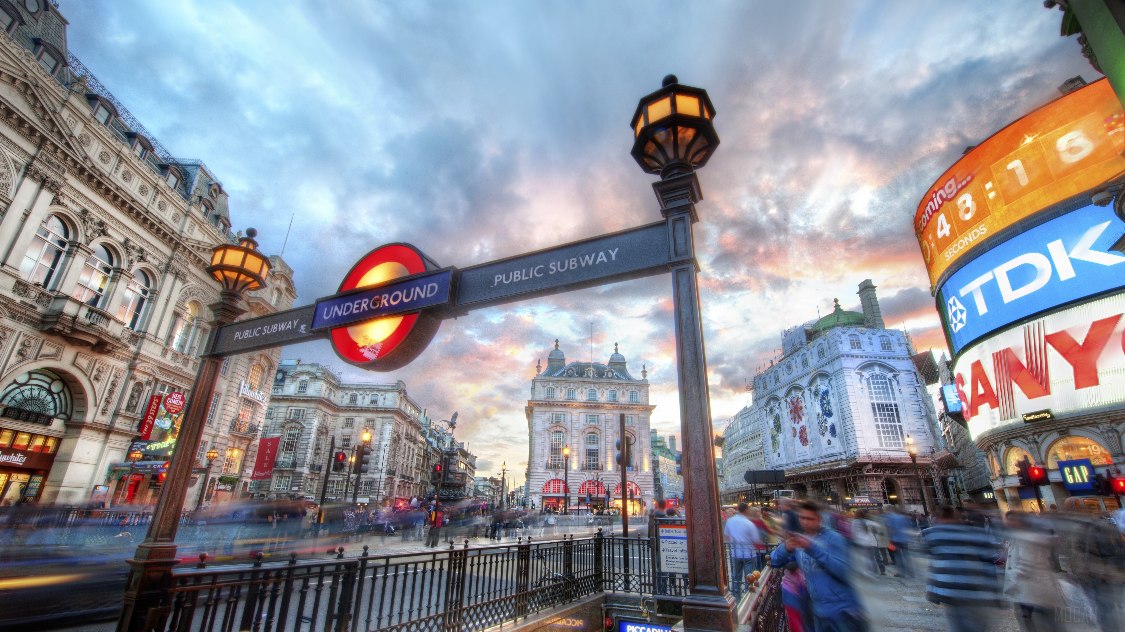 Piccadilly Circus London Underground Station at Dusk HD Wallpaper