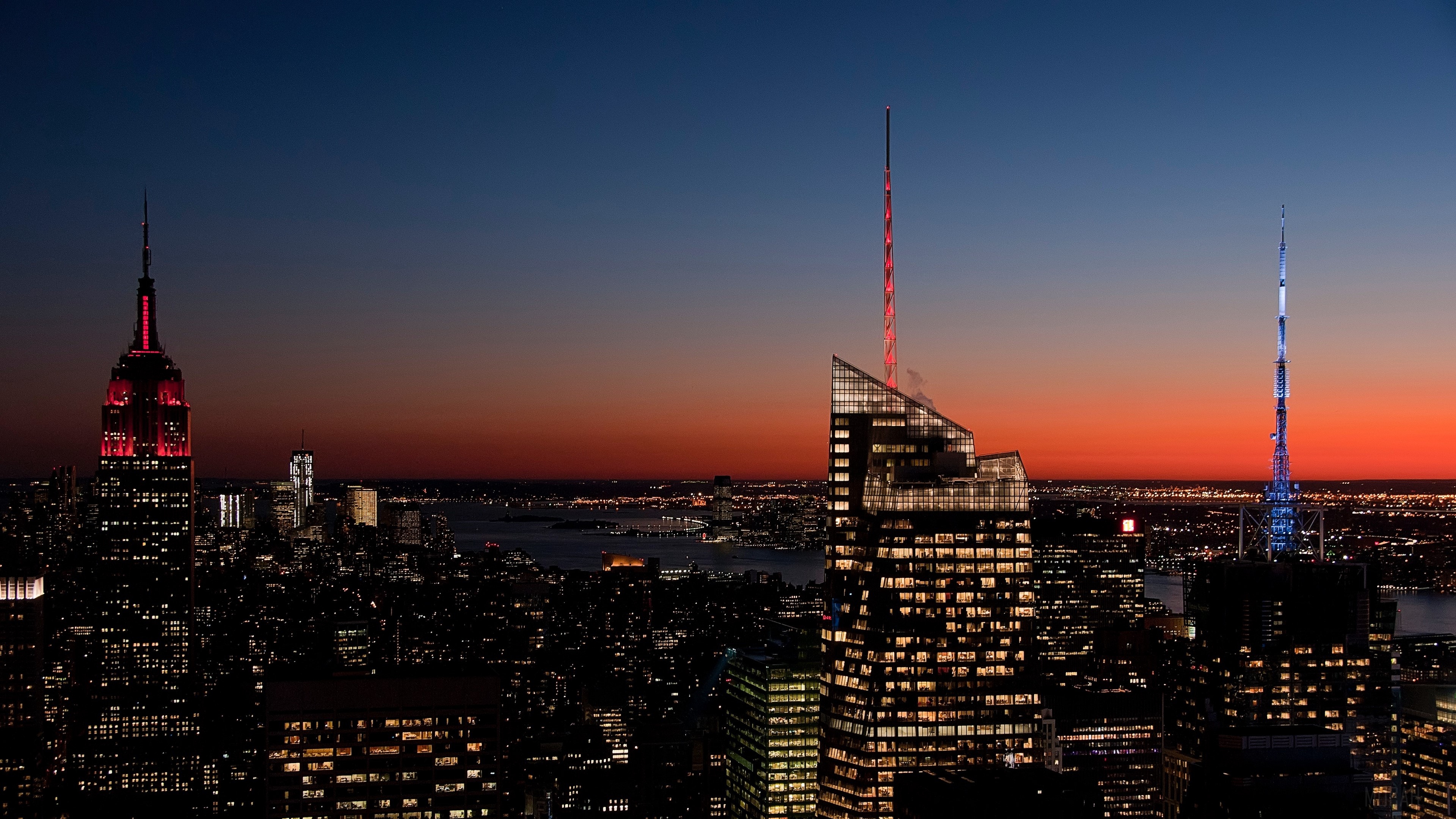 New York City skyscrapers at night 4K HD Wallpaper