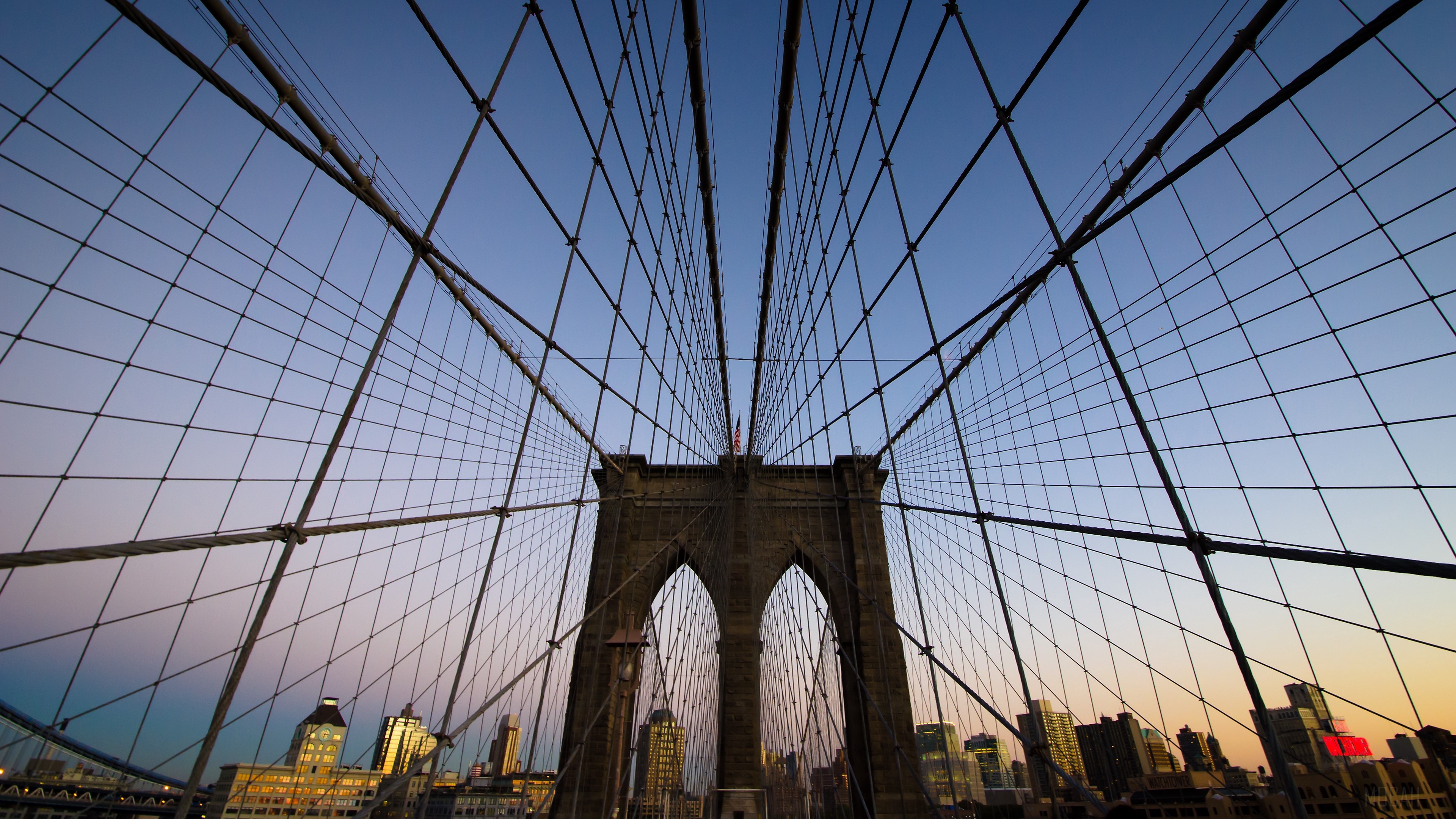 Brooklyn Bridge at Dusk, New York 4K HD Wallpaper
