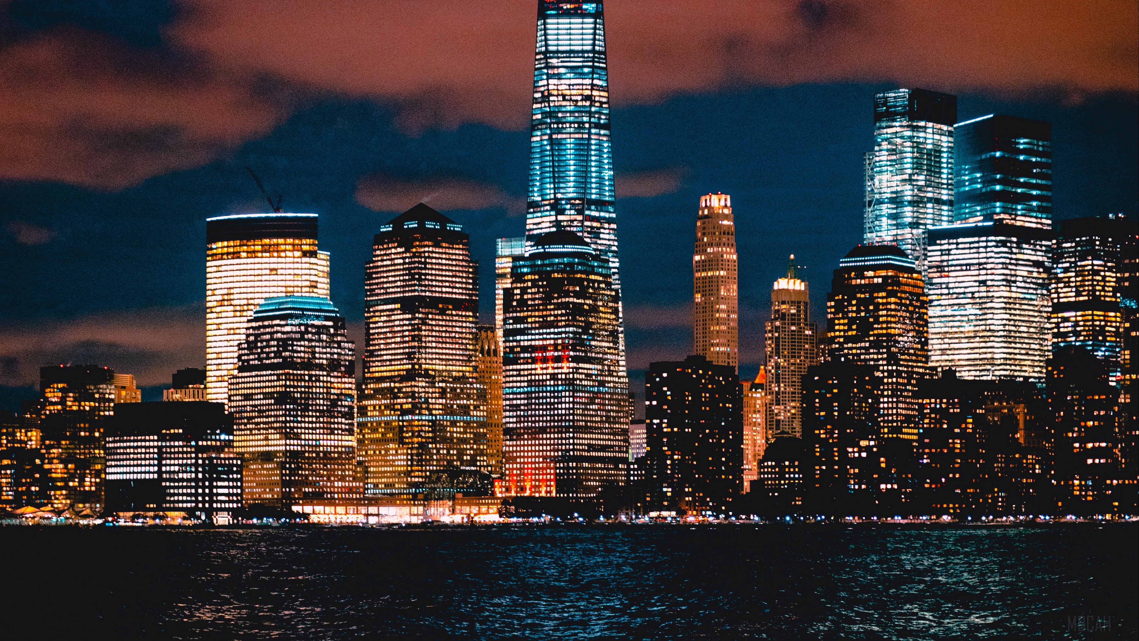 New York City skyscrapers at night 4K HD Wallpaper