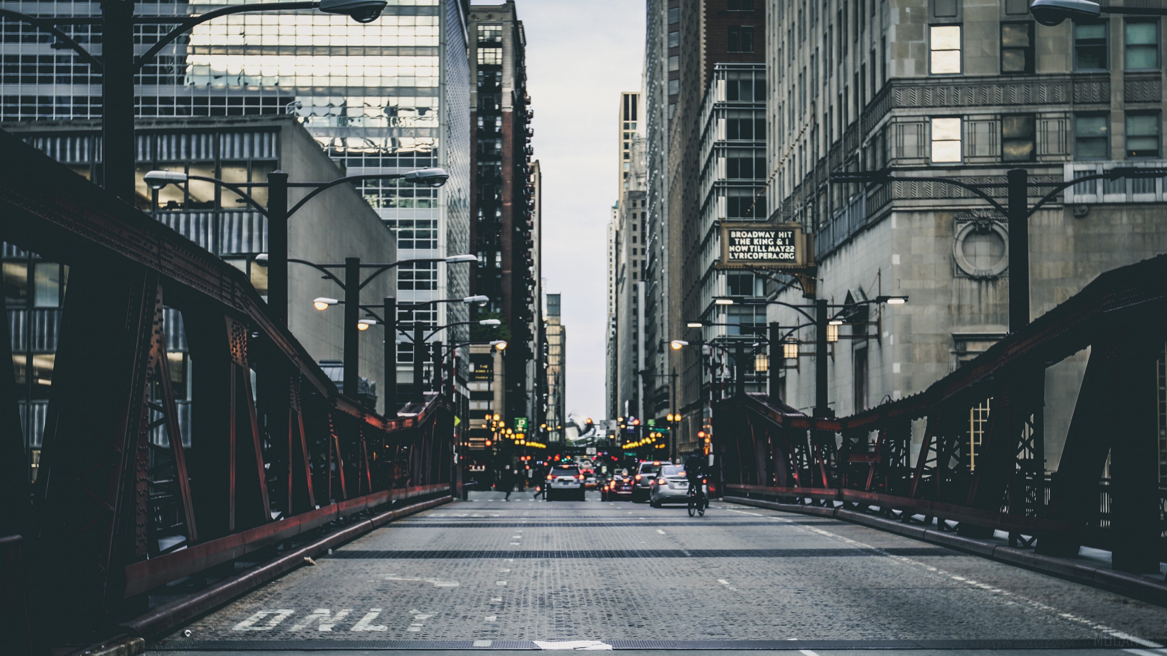 City bridge with cars and buildings 4K HD Wallpaper