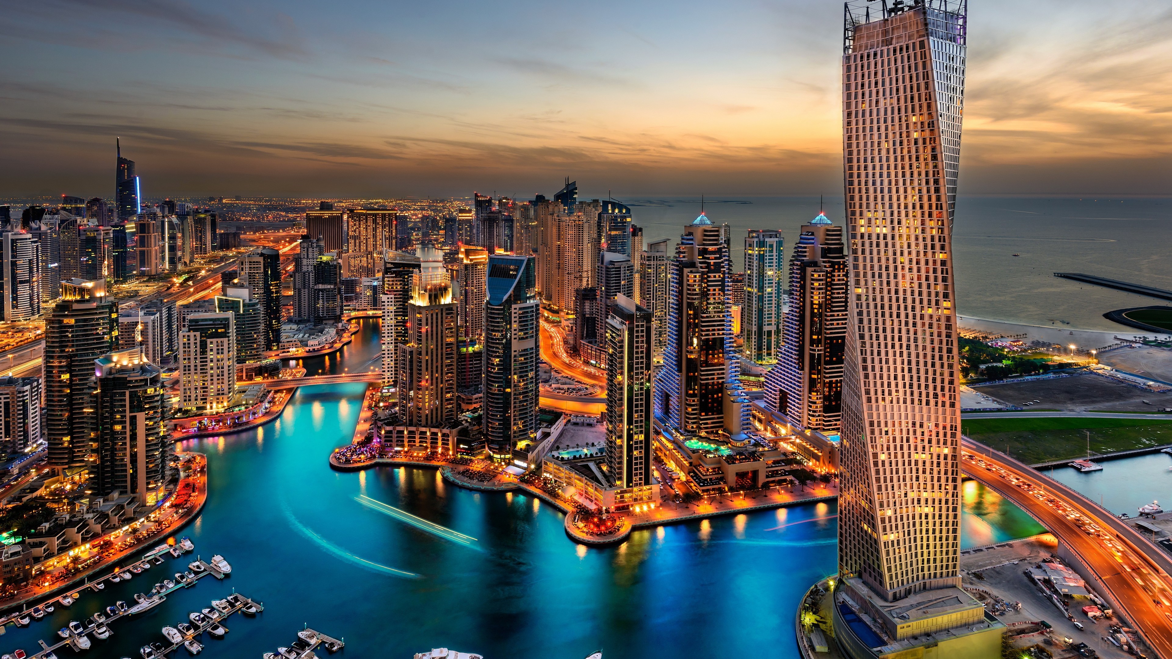 Dubai UAE Skyscrapers at Night 4K HD Wallpaper