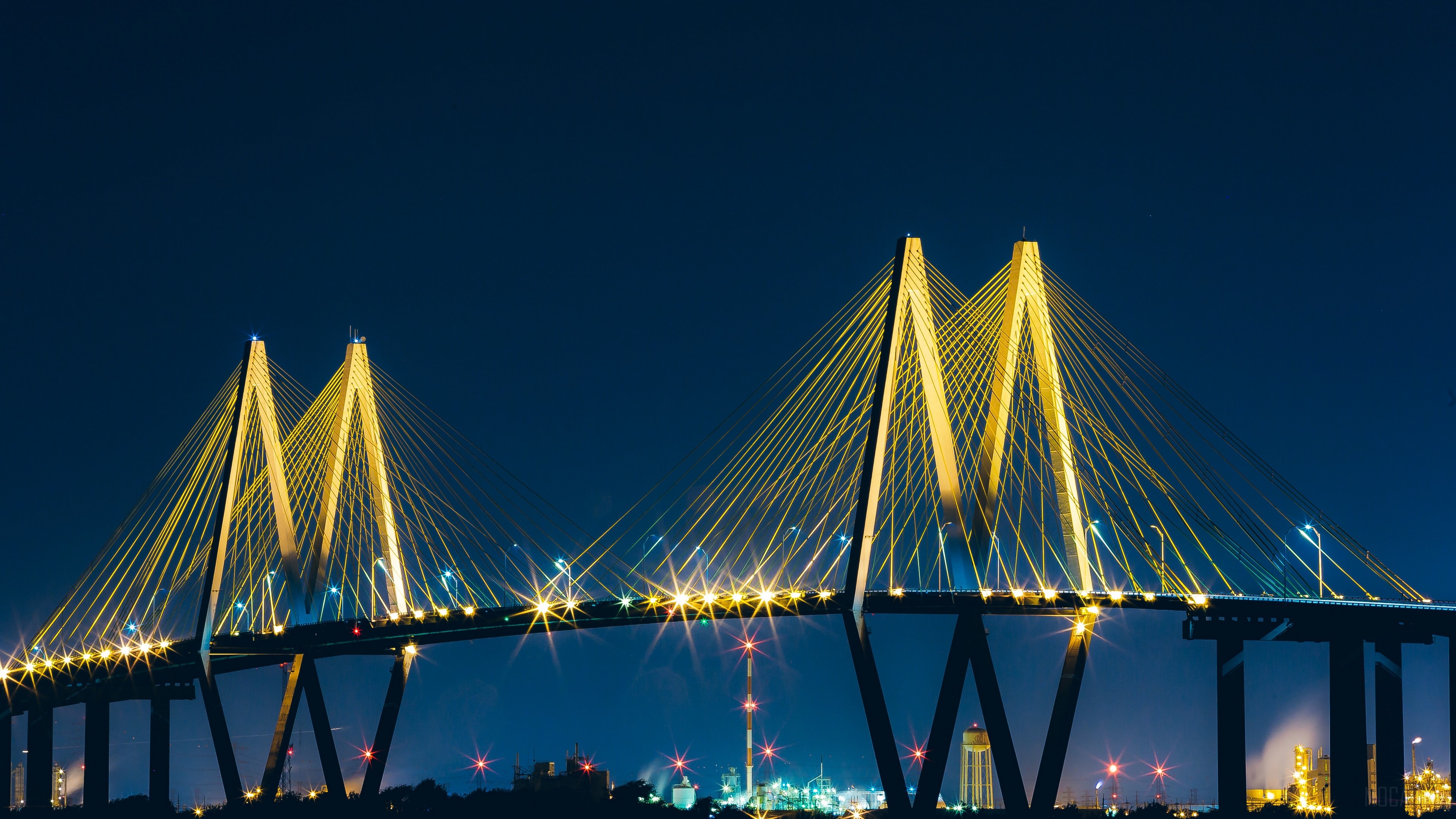 Baytown Bridge at Night 4K HD Wallpaper