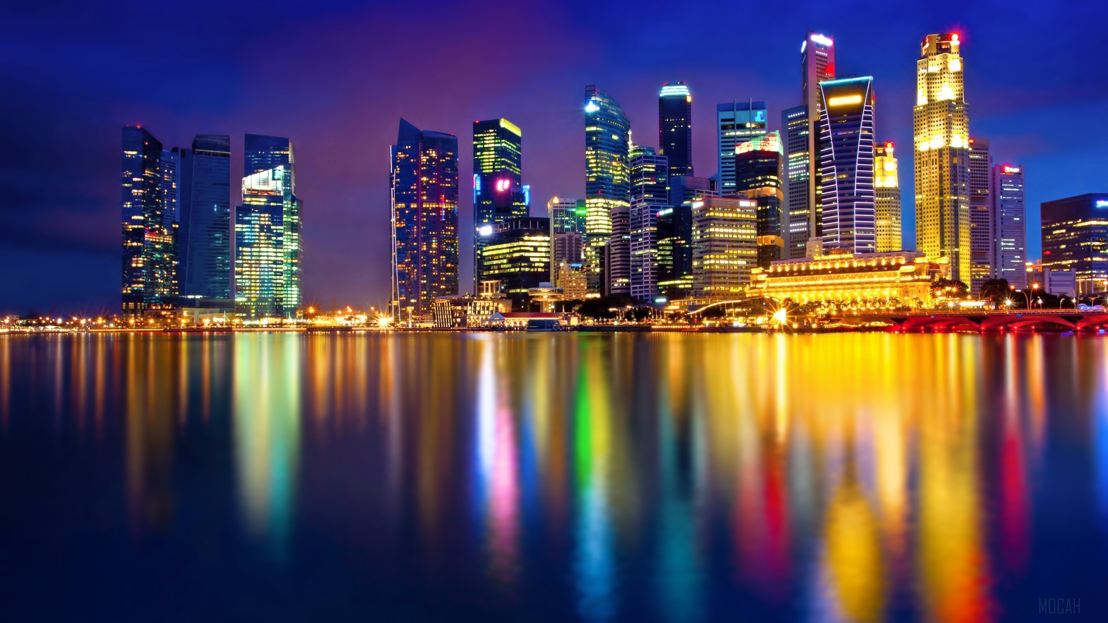 Singapore Cityscape at Night 4K HD Wallpaper