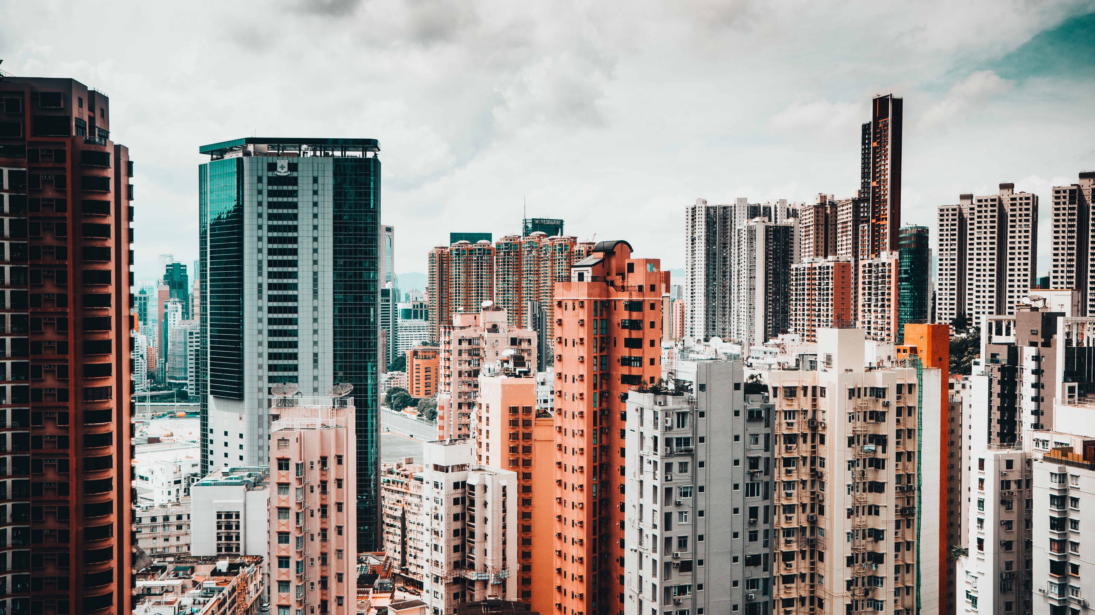 Skyscrapers and buildings in a city skyline HD Wallpaper
