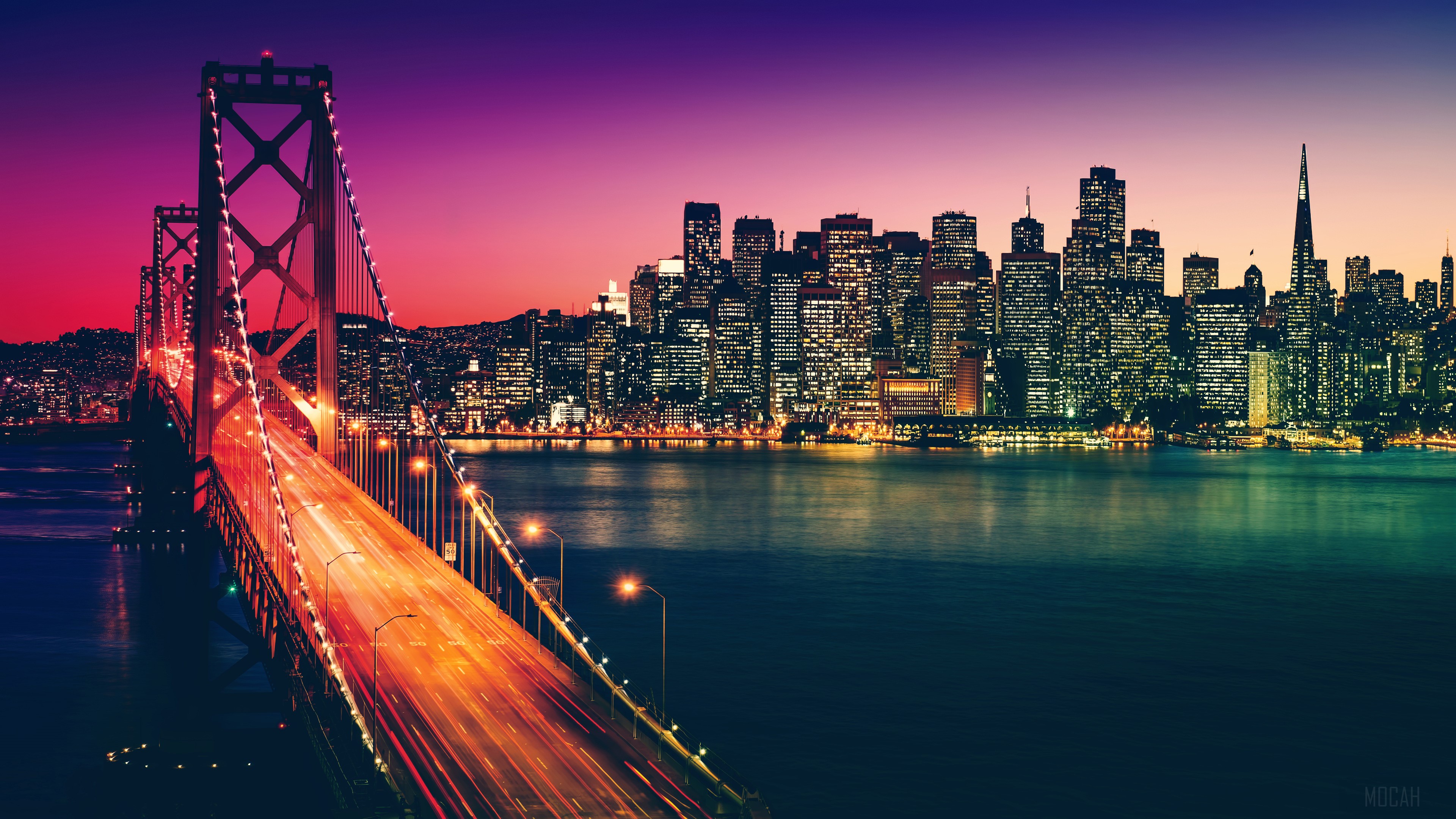 San Francisco Bay Bridge and Cityscape at Dusk 4K HD Wallpaper