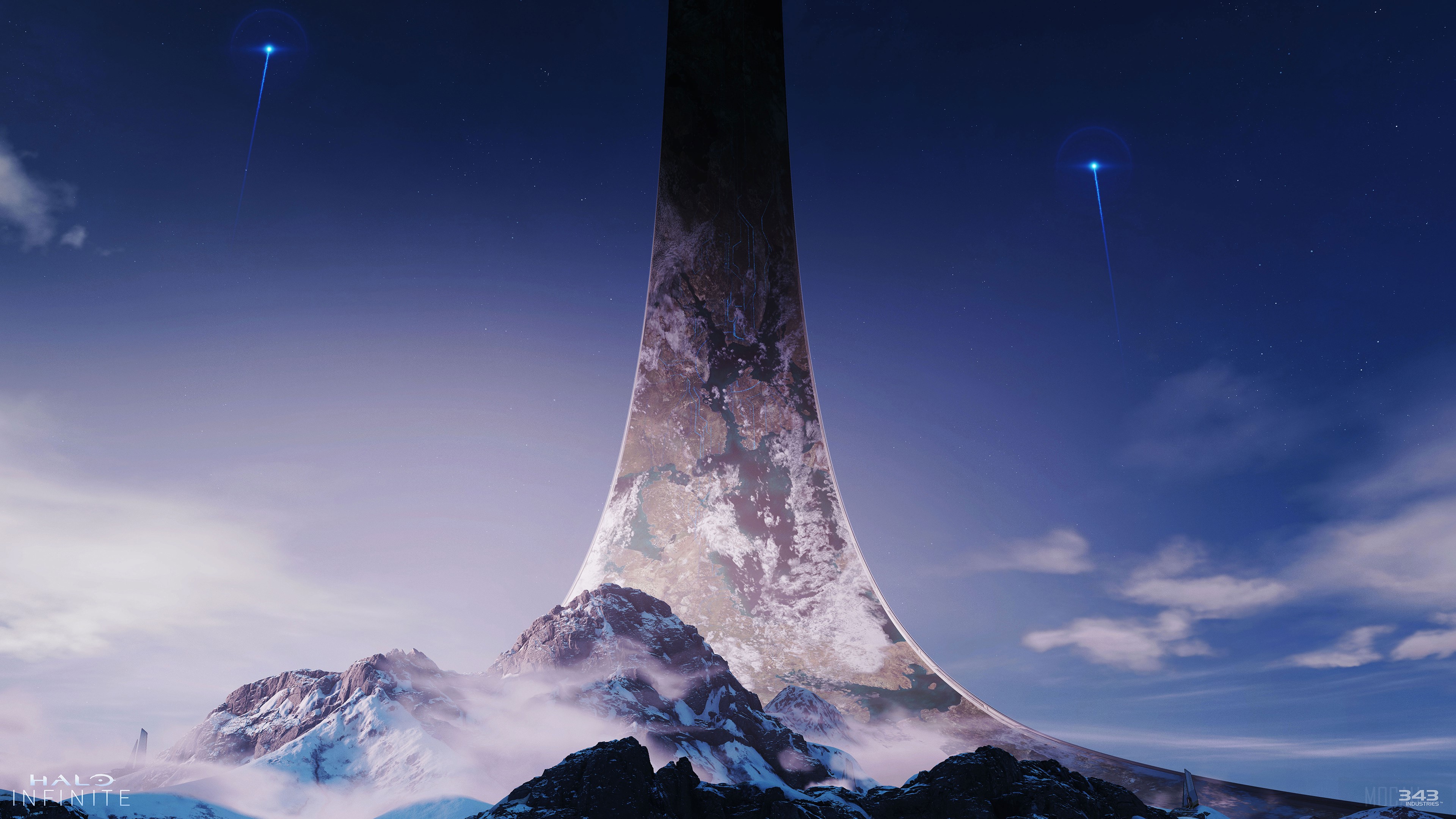 Halo Infinite ring world with mountains and sky HD Wallpaper