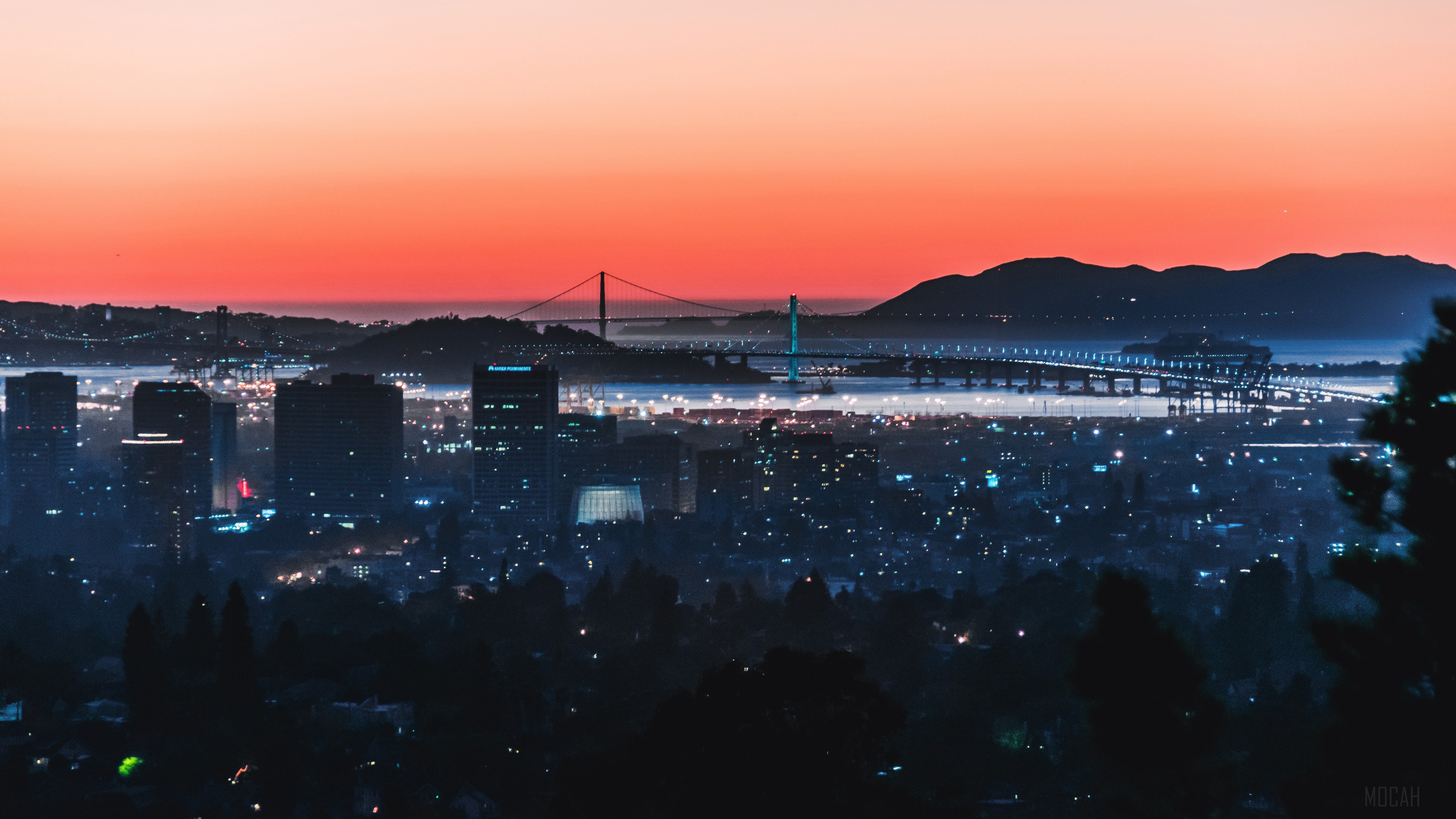 Cityscape with Bridge at Sunrise 4K HD Wallpaper
