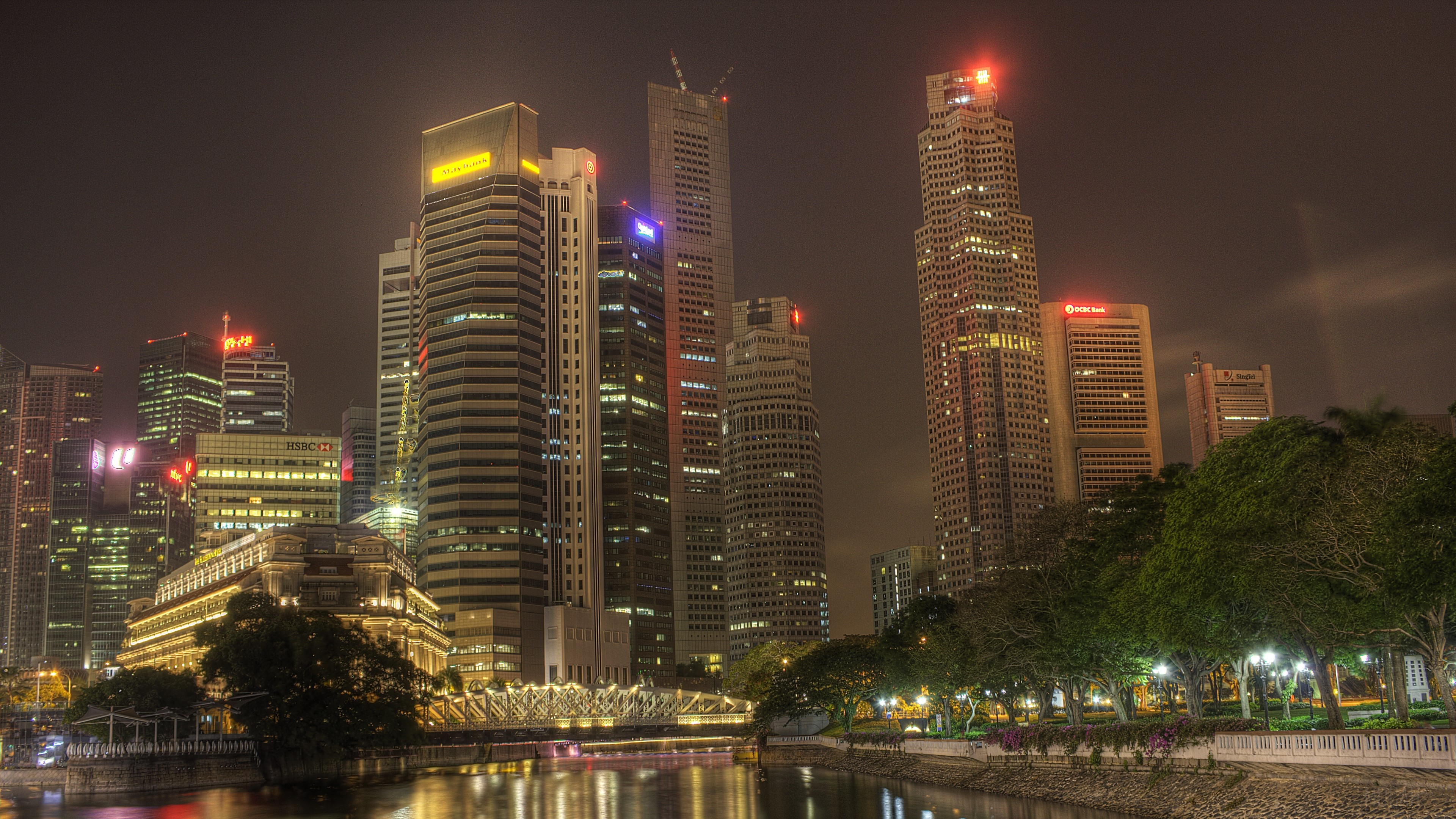Singapore City Skyline at Night 4K HD Wallpaper