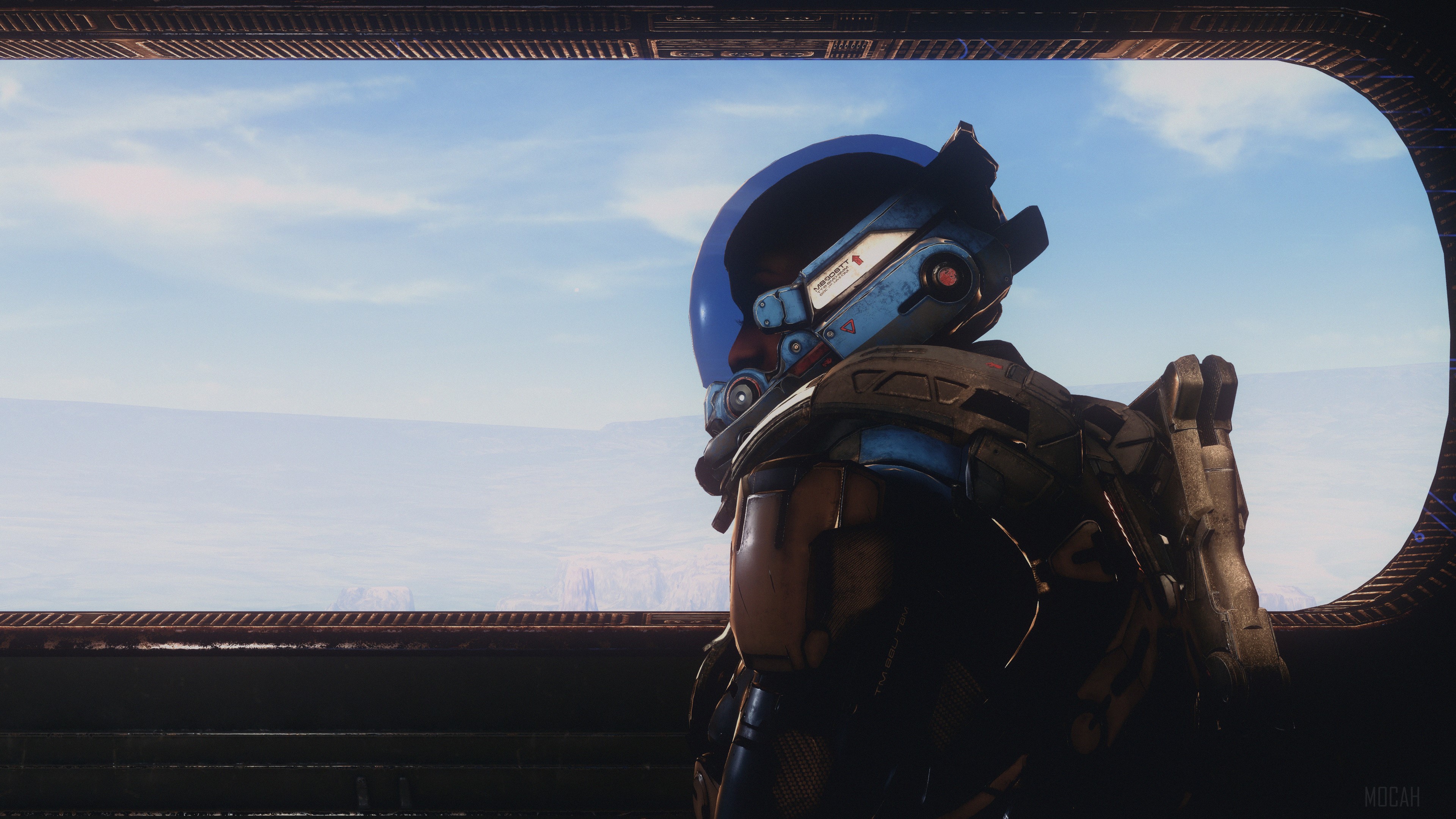 Astronaut looking out a window in Mass Effect Andromeda 4K HD Wallpaper