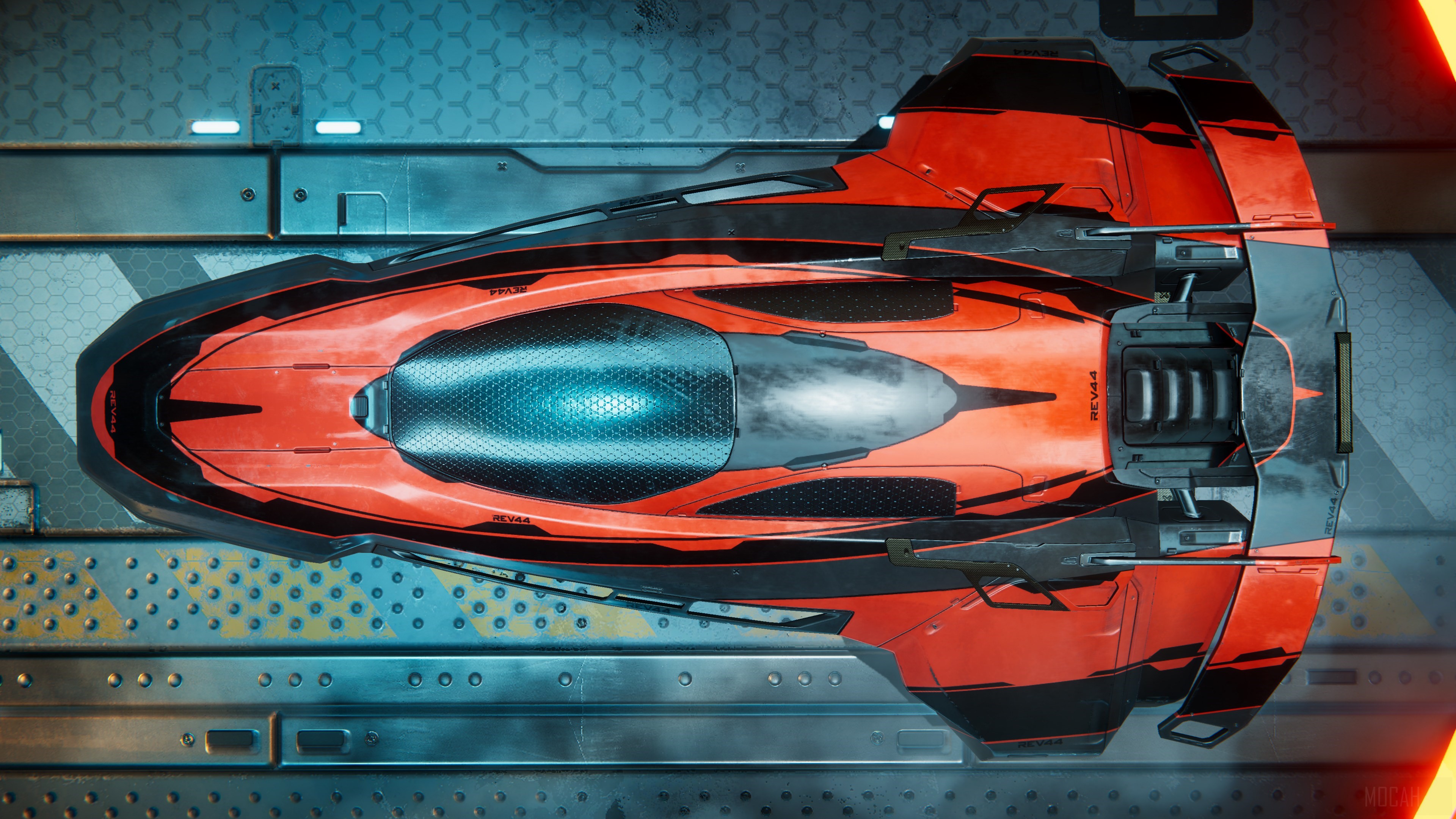 Red and black antigraviator ship 4K HD Wallpaper