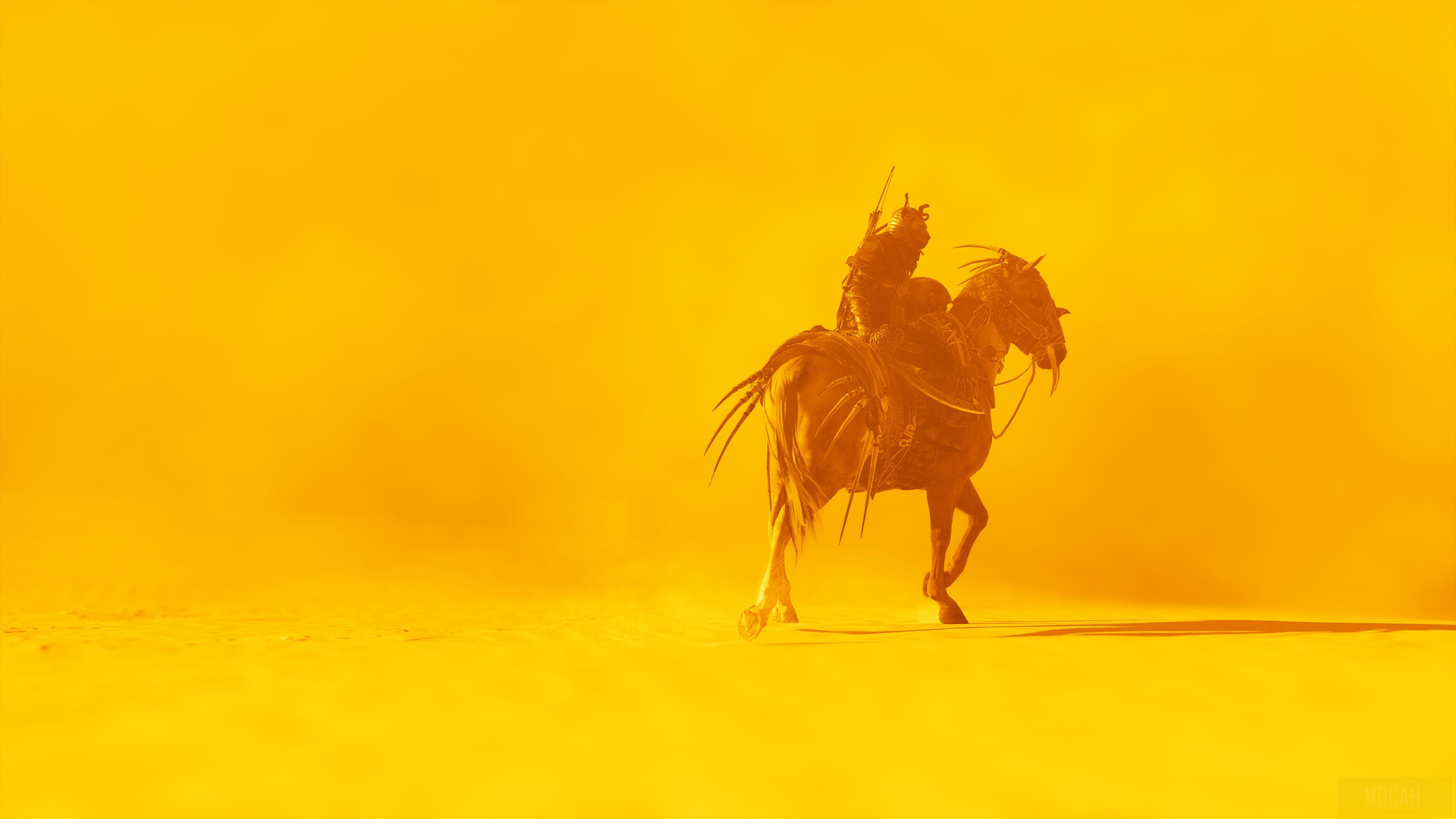 Warrior on Horseback in Desert from Assassin's Creed Origins 4K HD Wallpaper