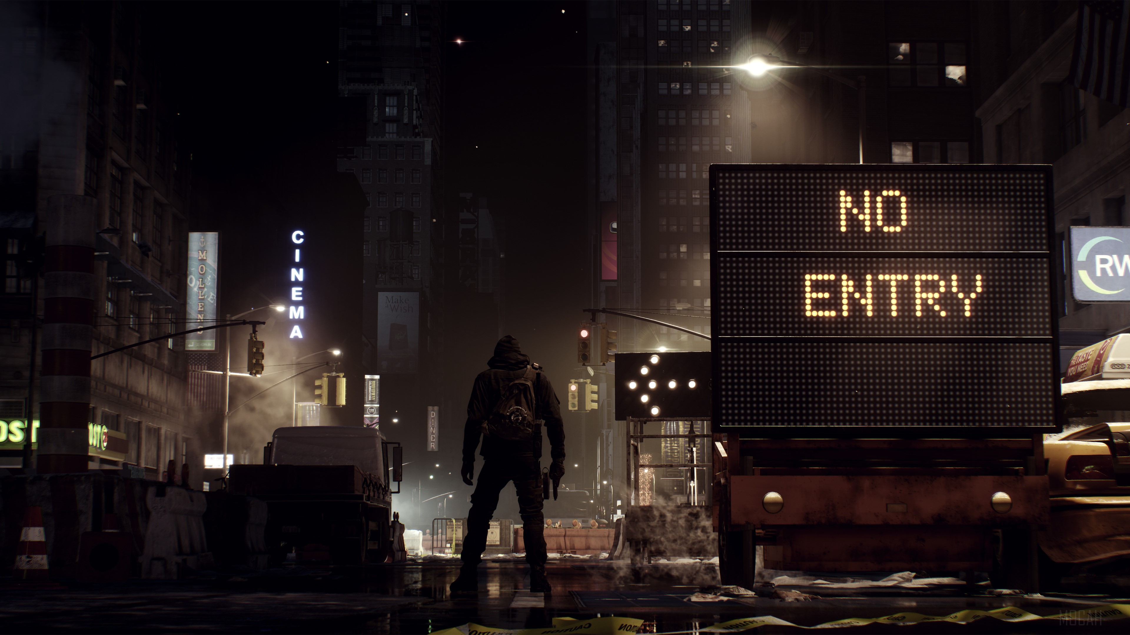 The Division Vigilante in a dark city street 4K HD Wallpaper