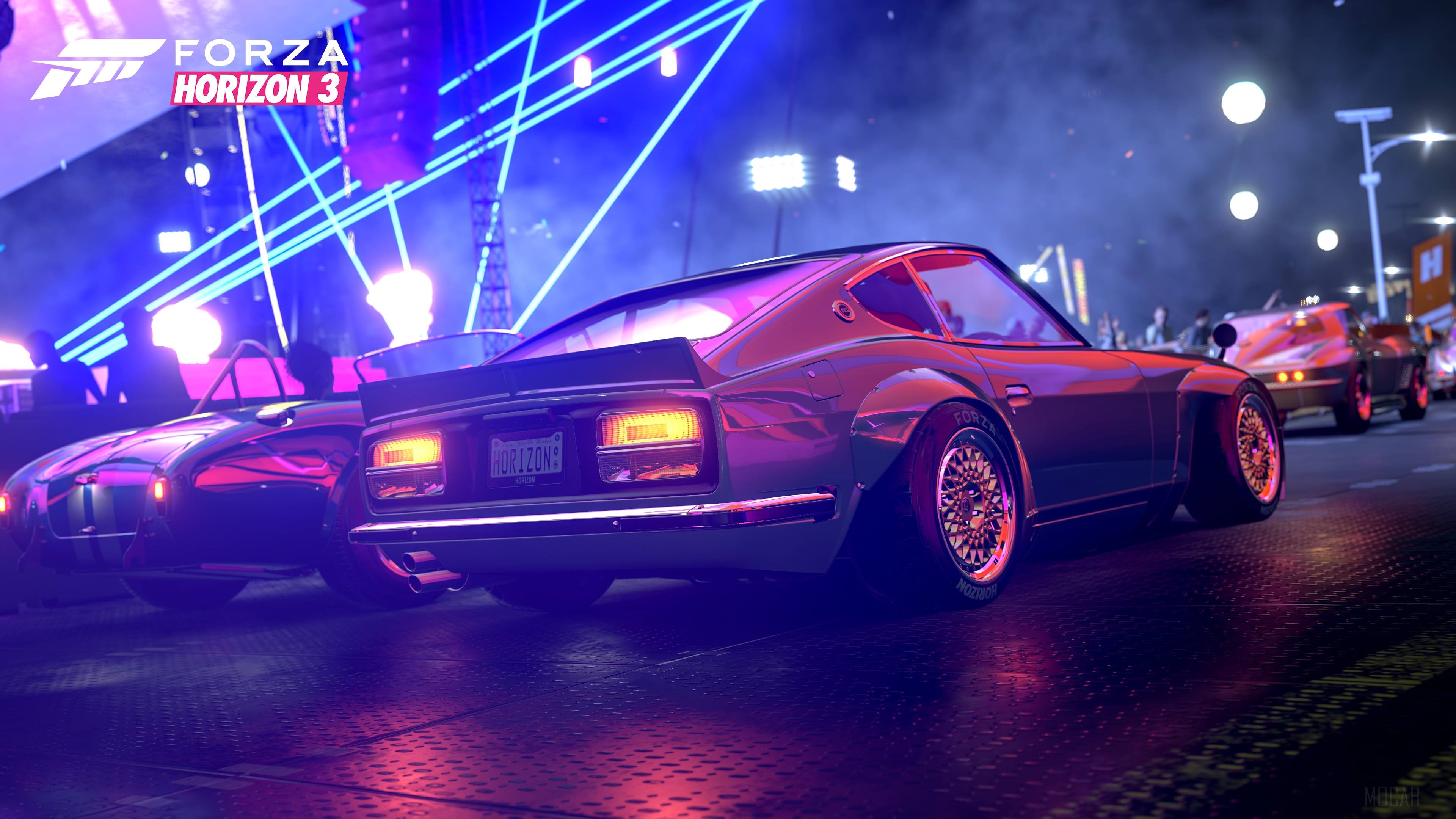 Forza Horizon 3 cars with colorful lights HD Wallpaper